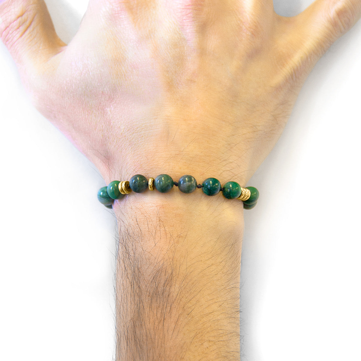 Green Jade Agaya 9ct Yellow Gold and Stone Beaded Macrame Bracelet