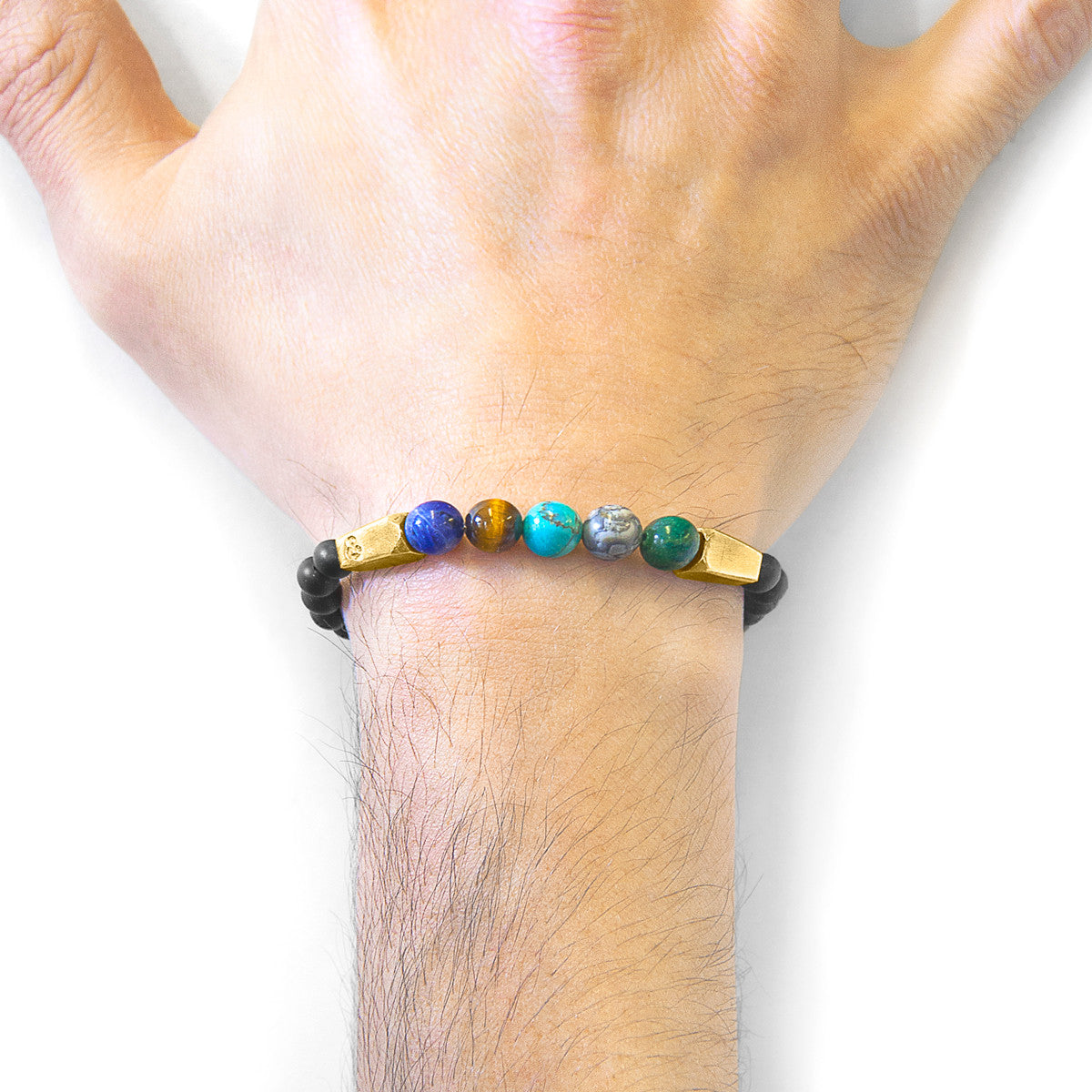 Multicoloured Multi-Gem Hukou 9ct Yellow Gold and Stone Bracelet
