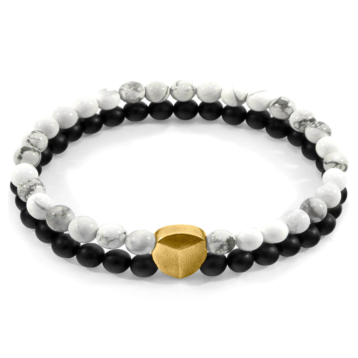 White Howlite Iguazu 9ct Yellow Gold and Stone Bracelet