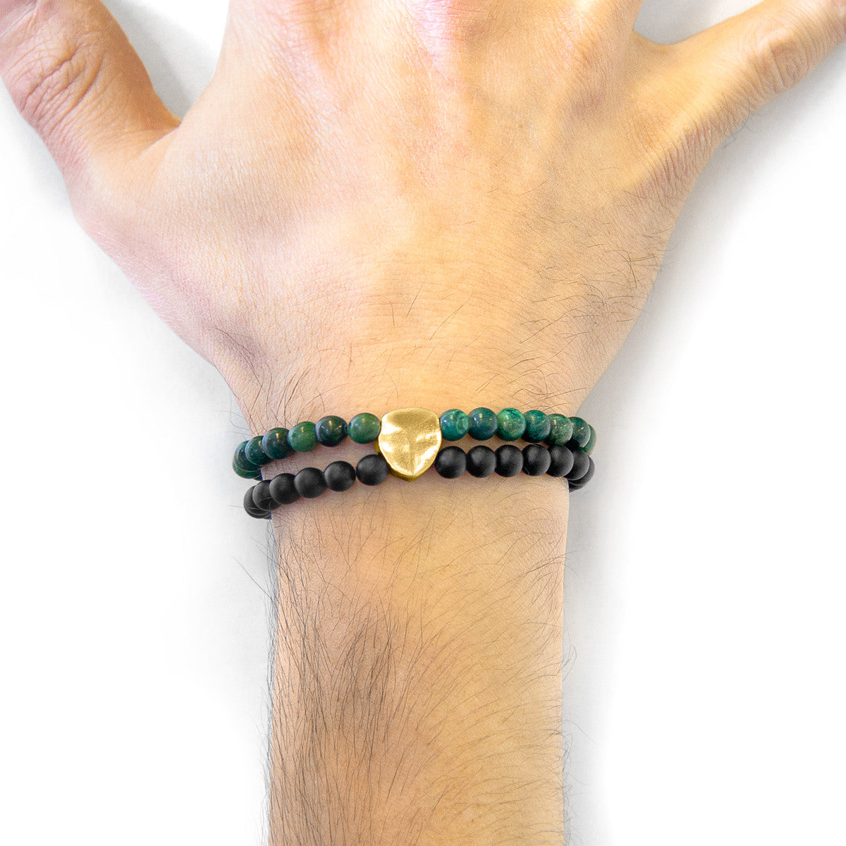 Green Jade Iguazu 9ct Yellow Gold and Stone Bracelet