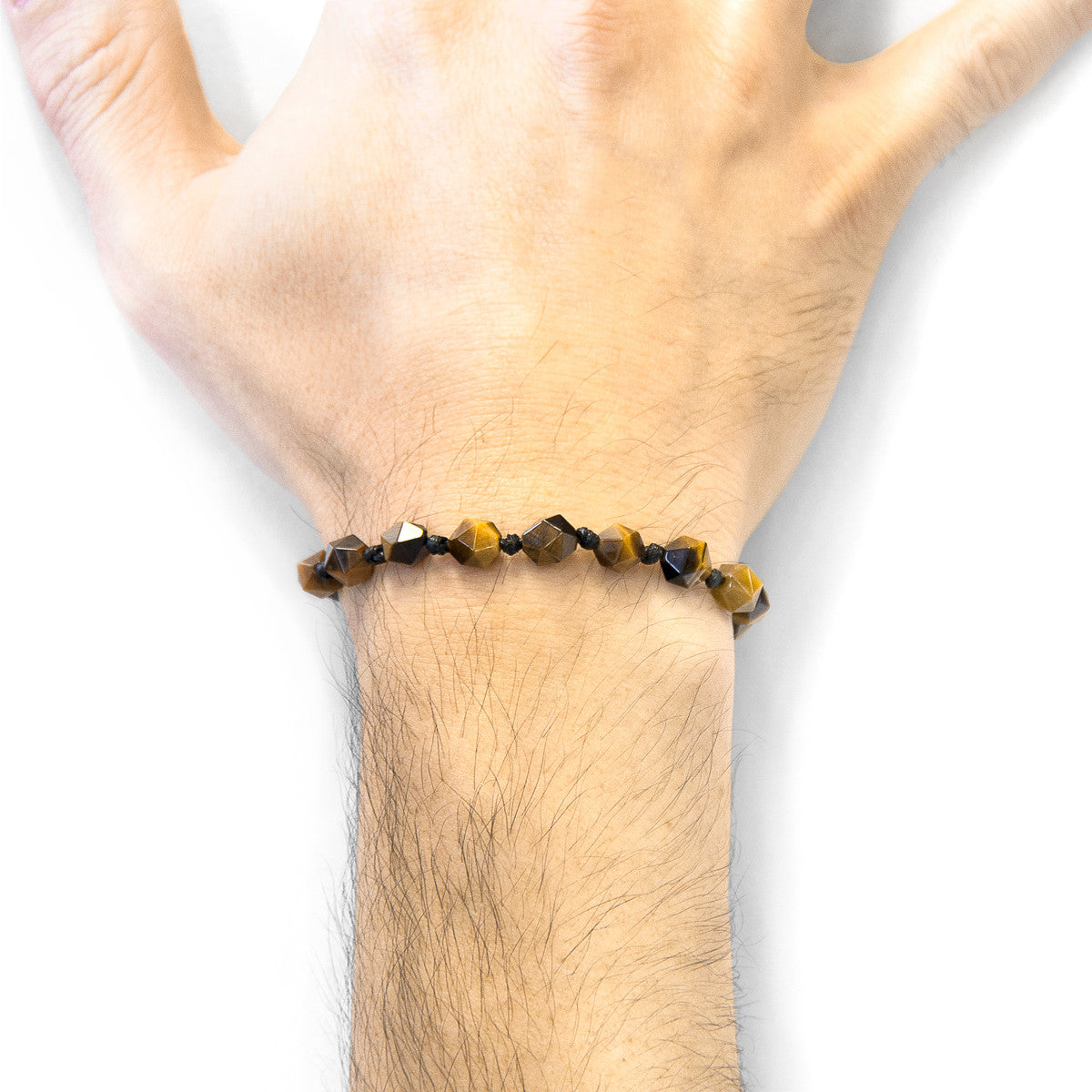 Brown Tigers Eye Zebedee 9ct Yellow Gold and Stone Beaded Macrame Bracelet