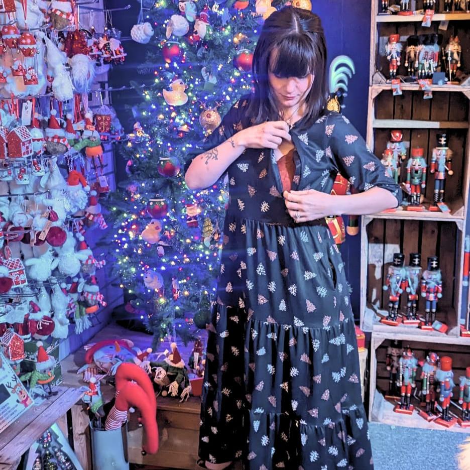 The Midi Breastfeeding Dress - Brown Leopard Tree