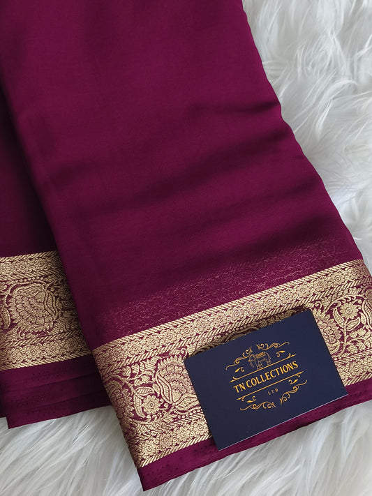 WINE colour Chiffon Georgette Party Saree