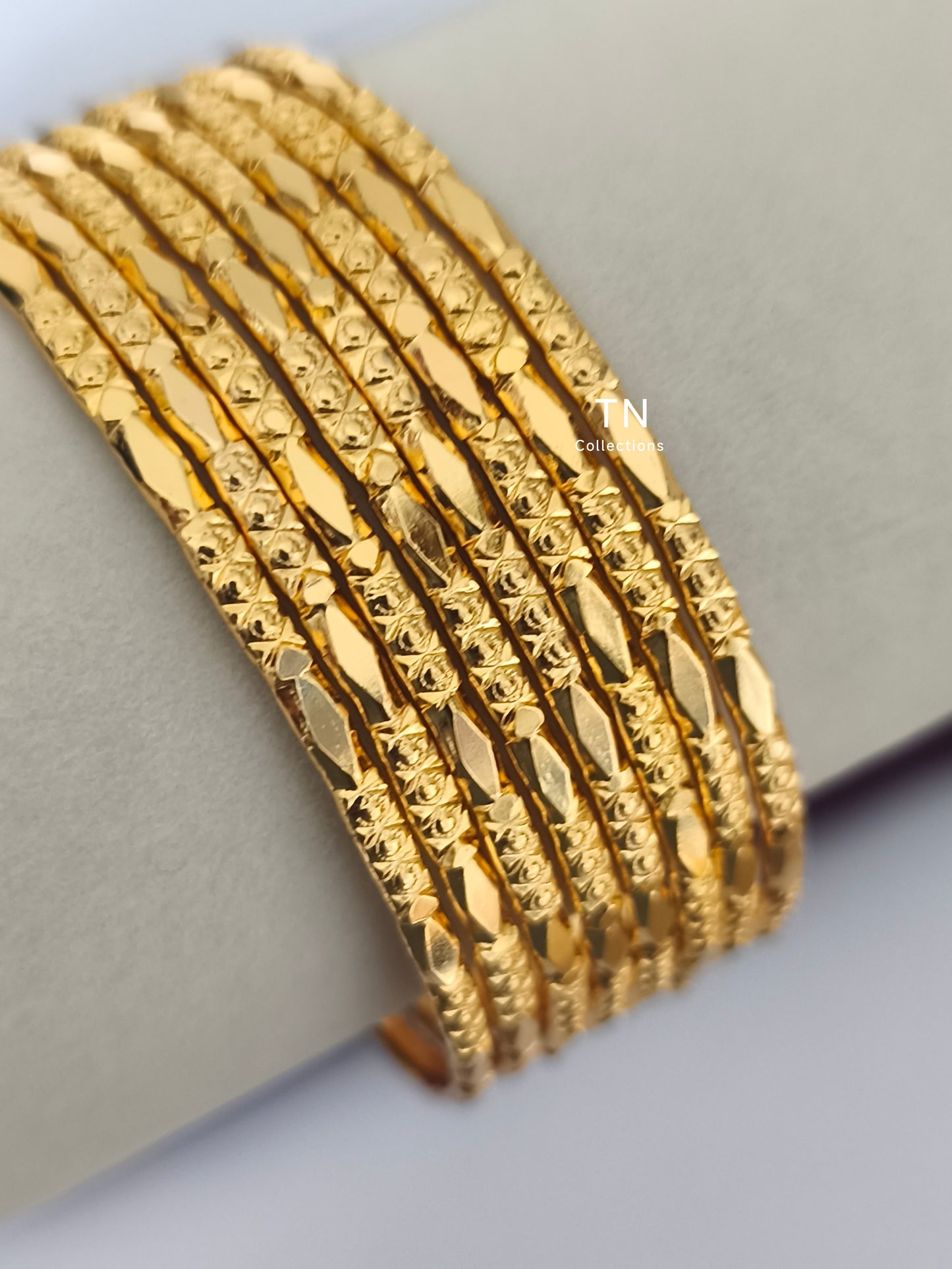 Gold Plated Simple Slim Bangles Set (Size 2.6)