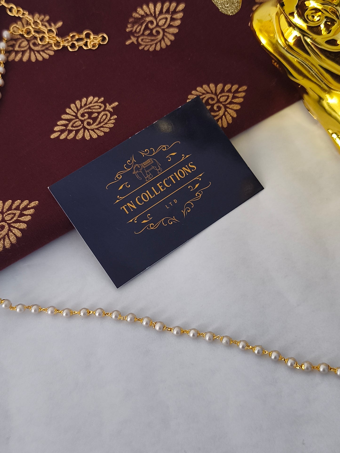 Gold finish Simple pearl hip chain