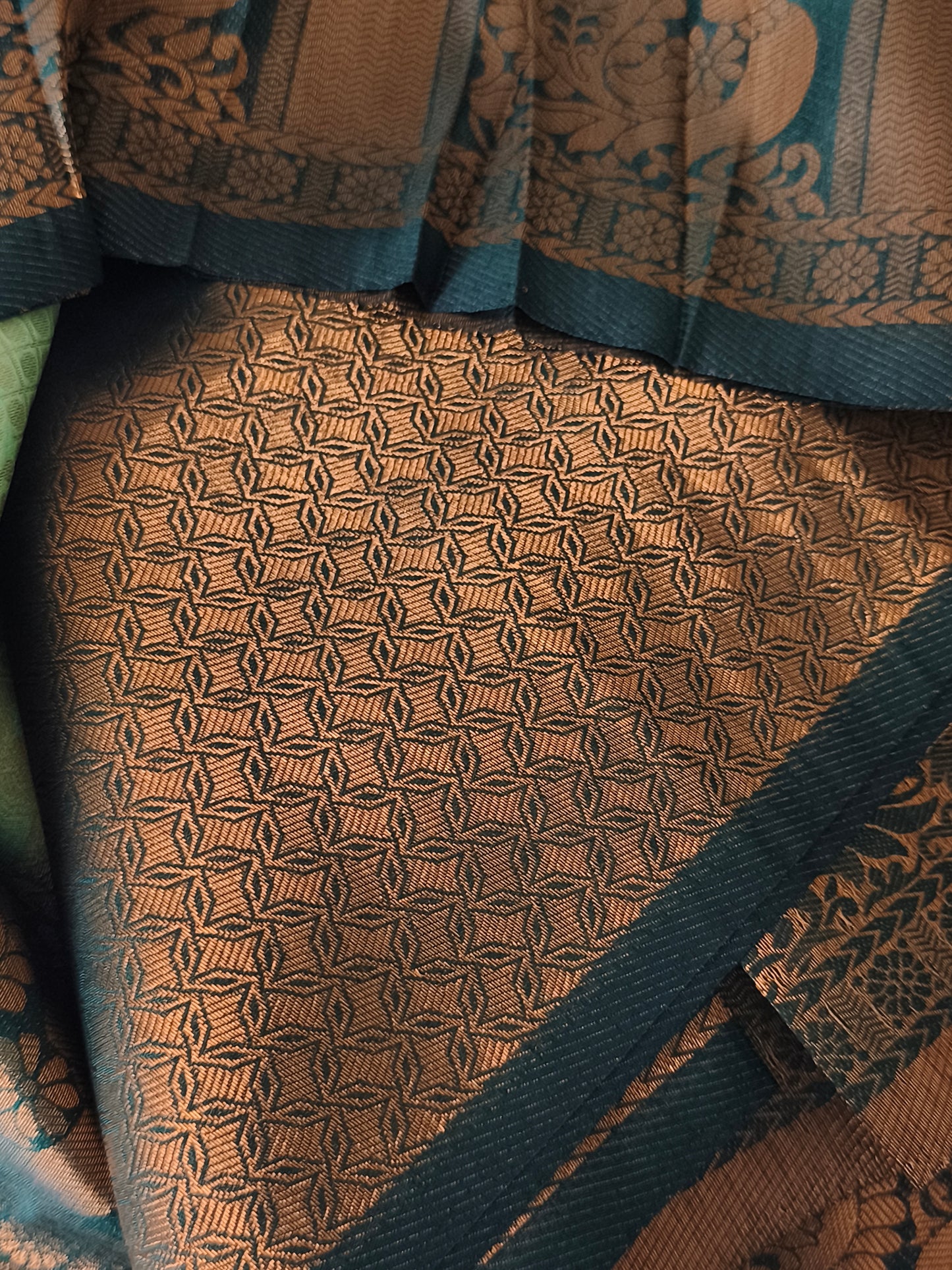 Light Green Soft Kubera pattu saree Grey