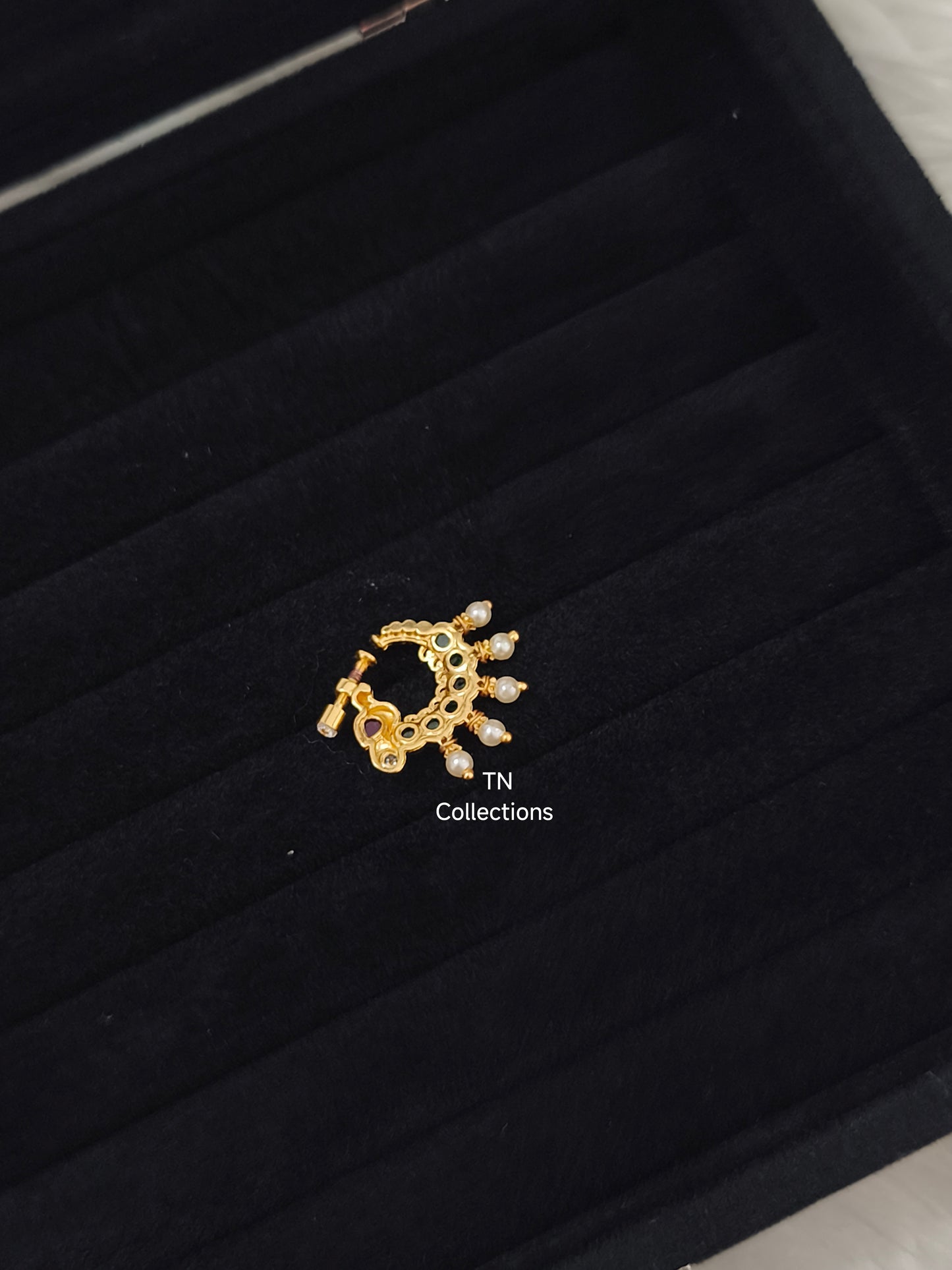 Bridal Gold plated Nose ring (Green)