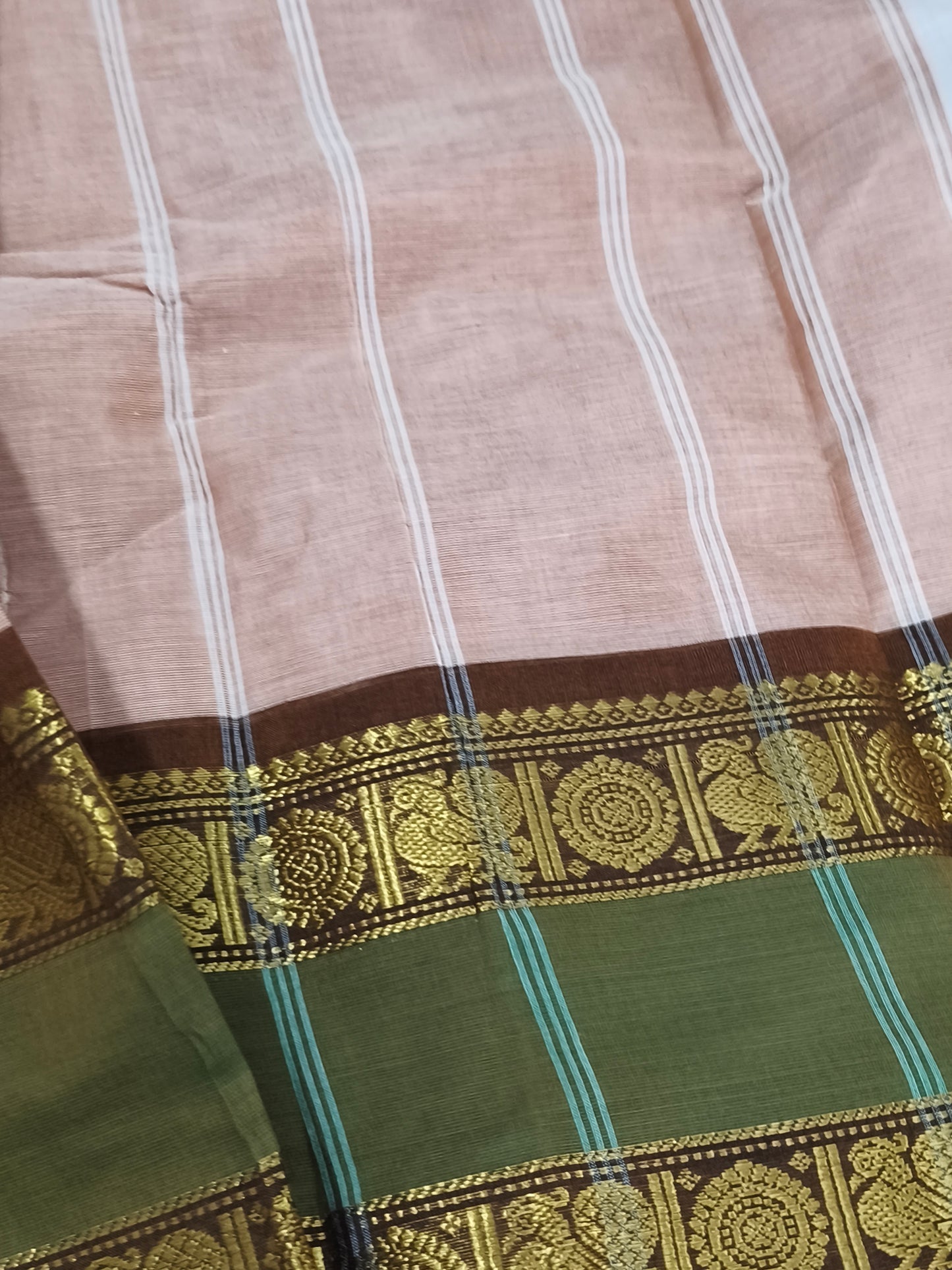 Pure Chettinad cotton saree with Kalamkarai blouse