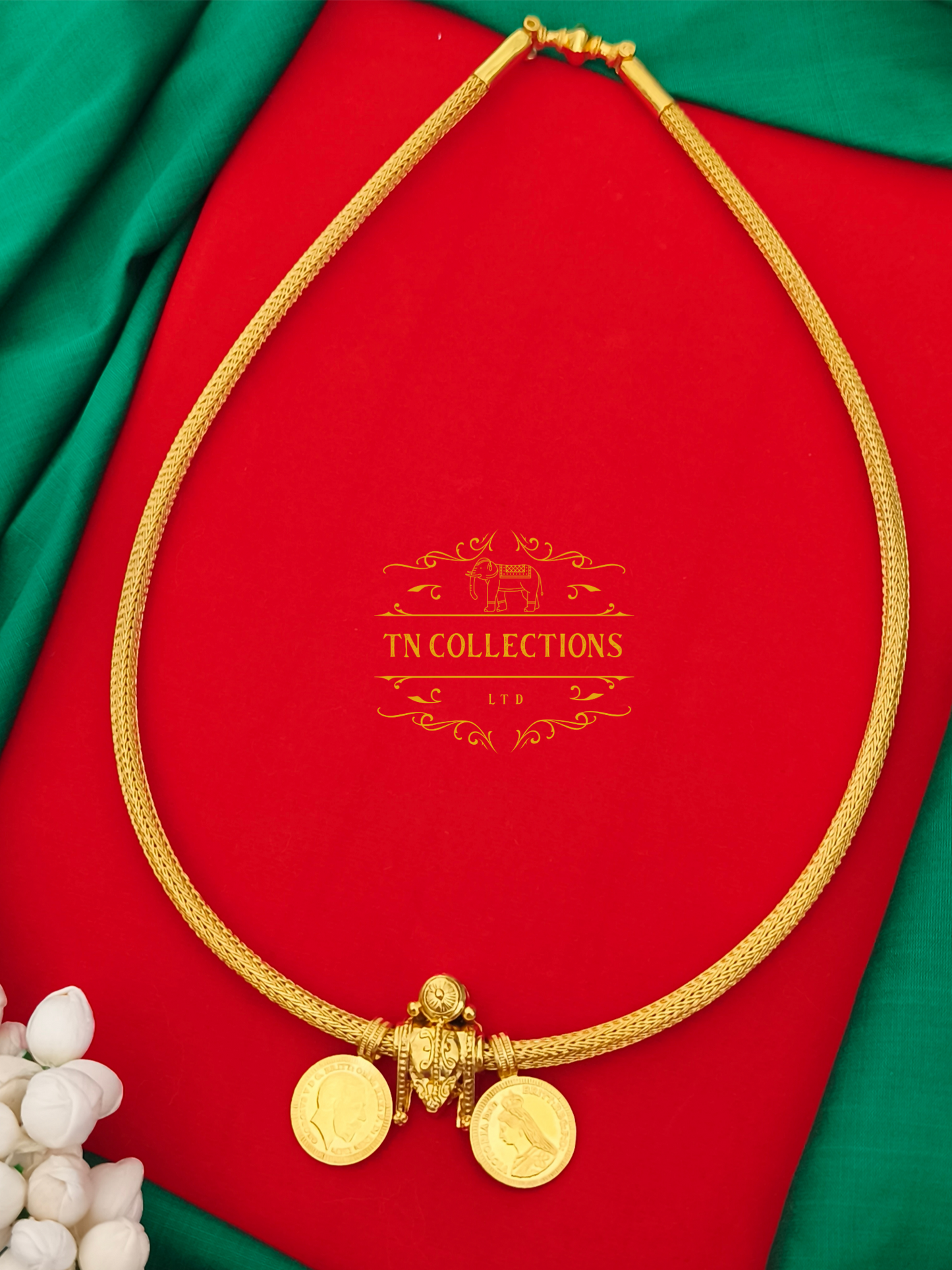 22ct Gold plated Traditional Vaira Thalikodi with kombu thali (Unscrewable Clasps)