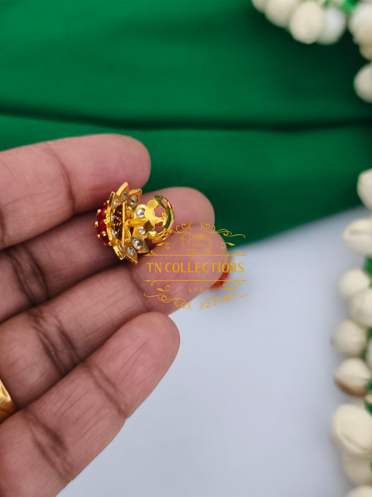 22ct Gold plated Traditional Muthukuviyal Thodu (Red)