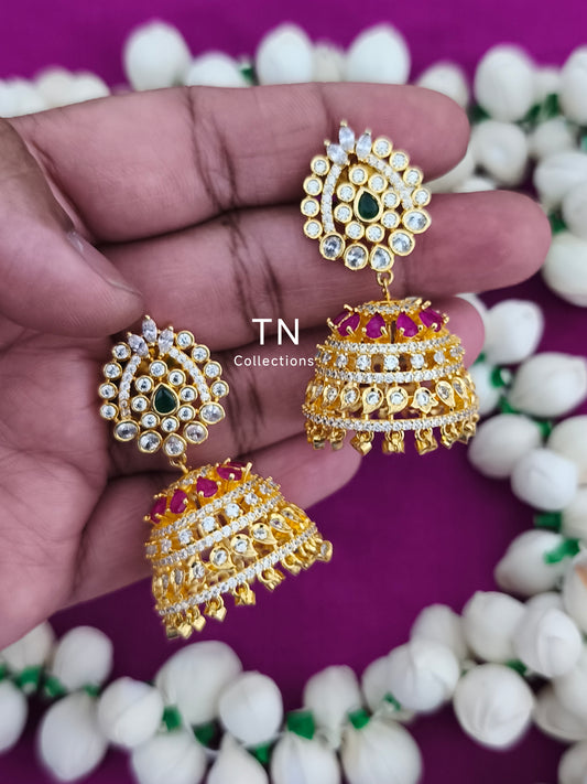 AD Gold Finish Traditional Earrings