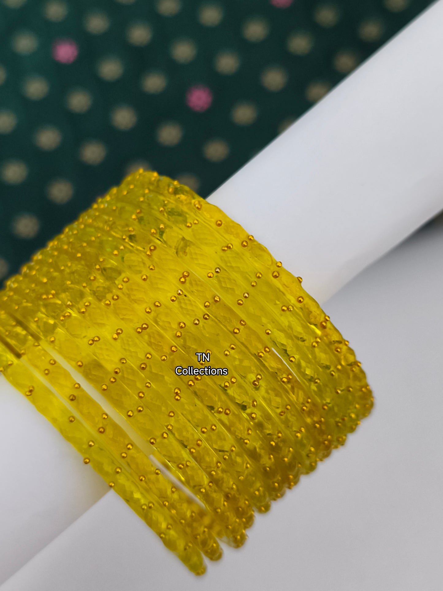 Trendy Yellow Glass Bangles (Size 2.6)