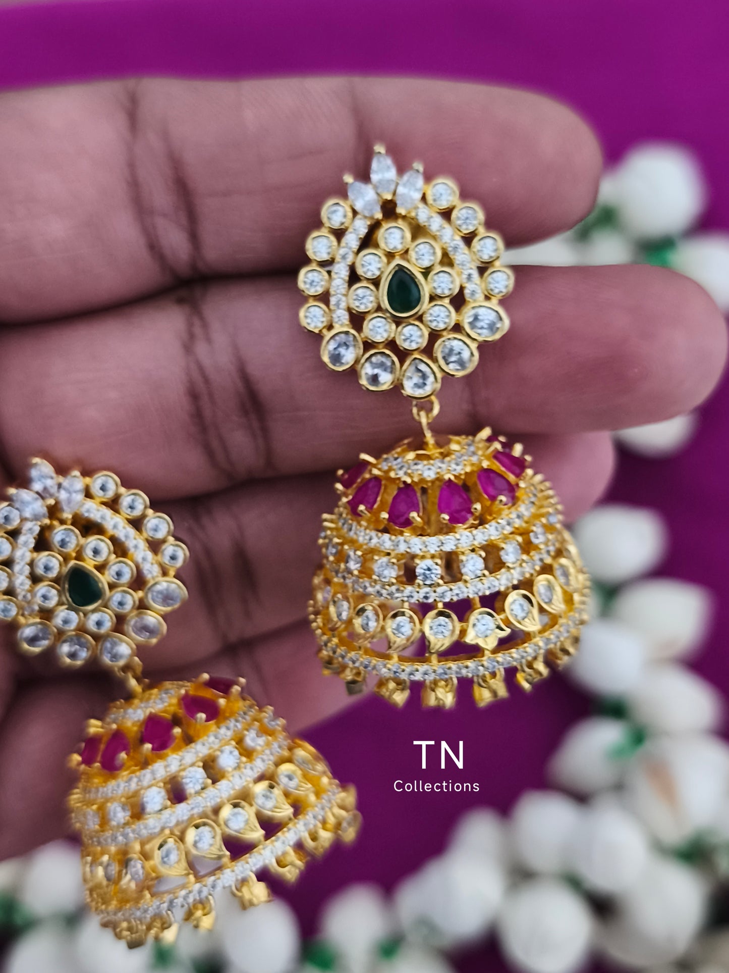 AD Gold Finish Traditional Earrings