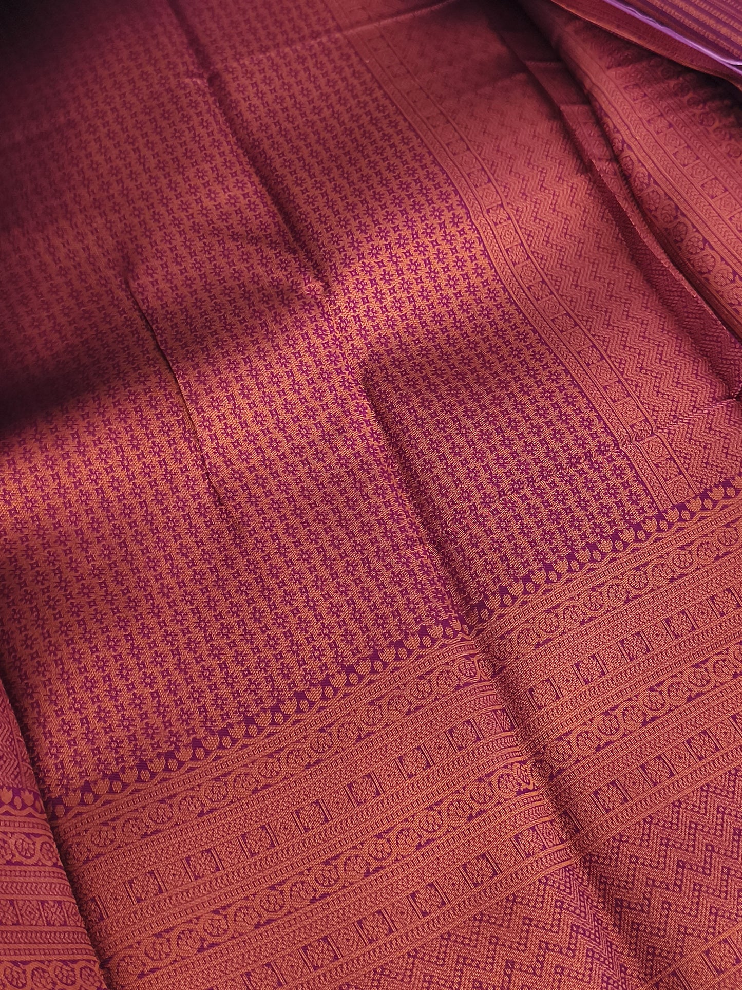 Kanchi Semi silk saree with contrast blouse and rich pallu