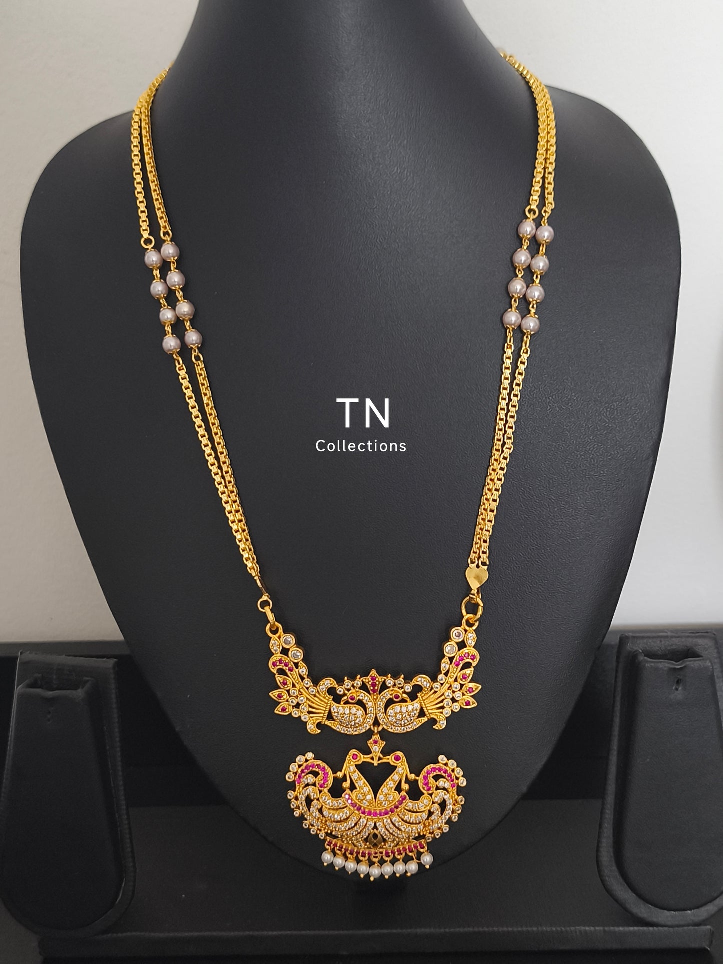 Micro gold plated Traditional Pathakkam with pearl chain