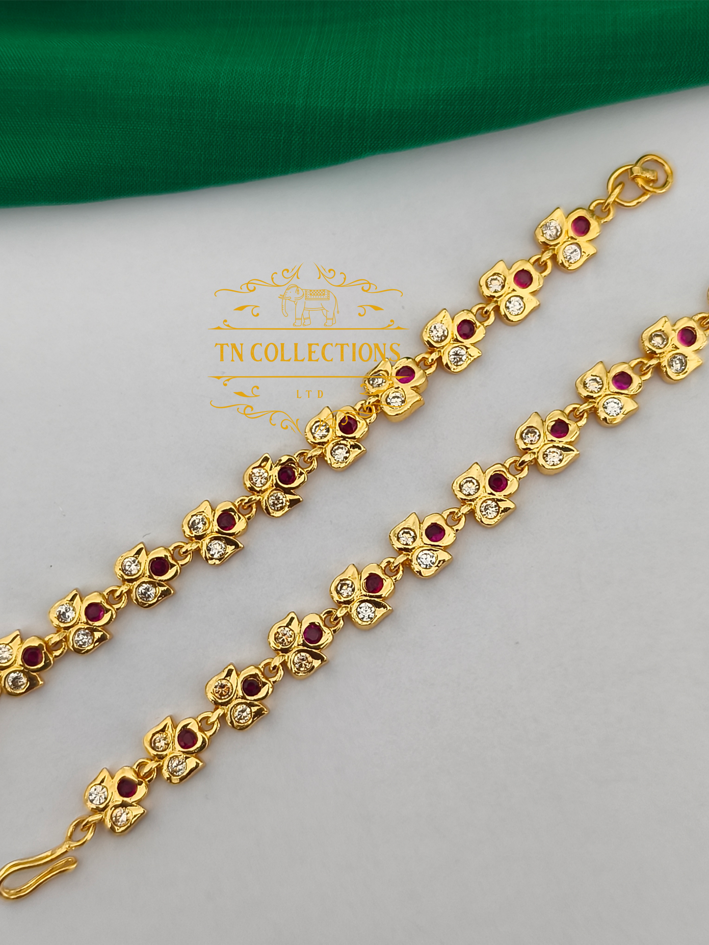 Micro Gold-Plated Traditional Maatal (Ruby & White stones)
