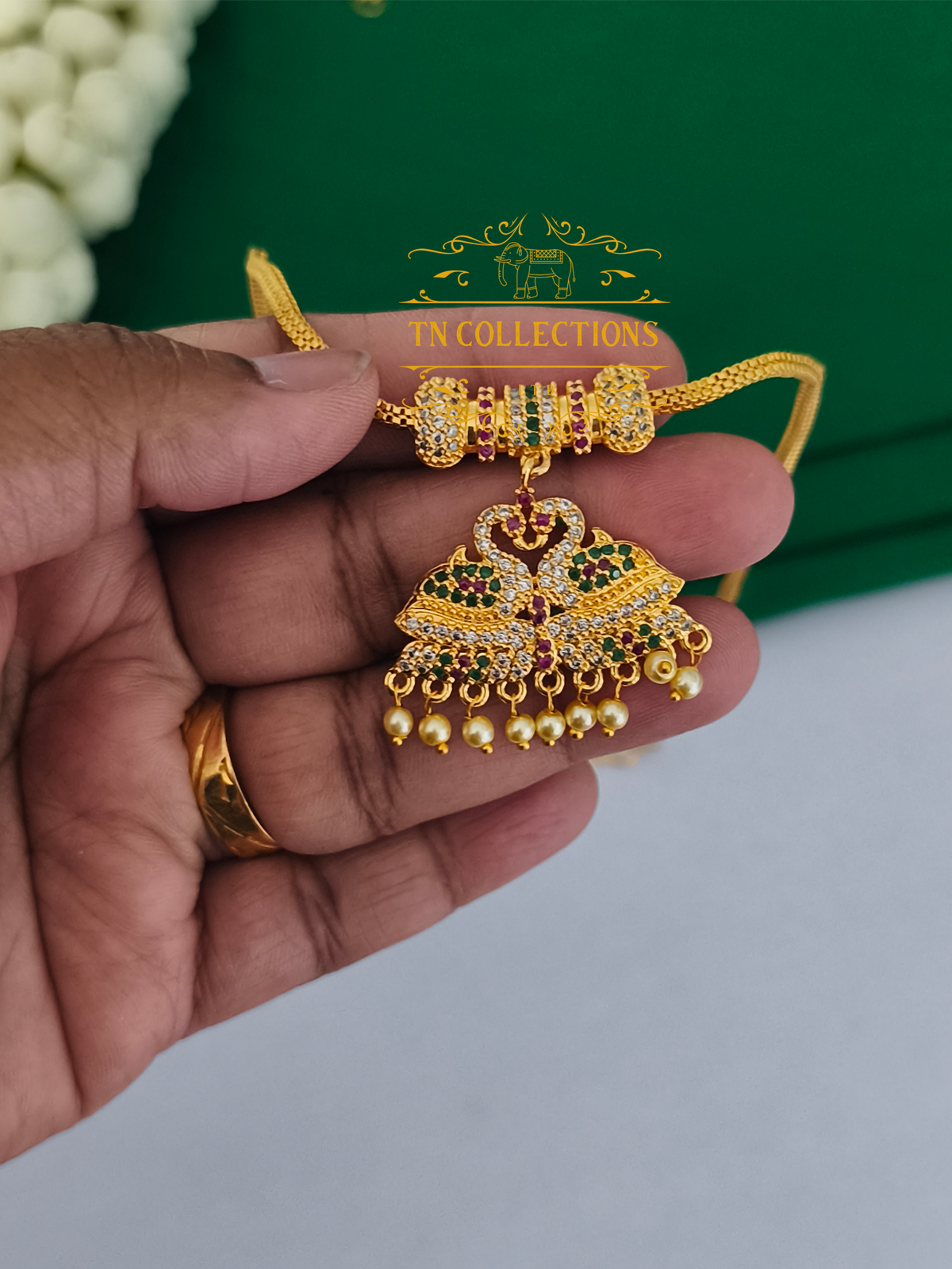Micro Gold Finish cz stones Attiyal (Multicoloured Stones)