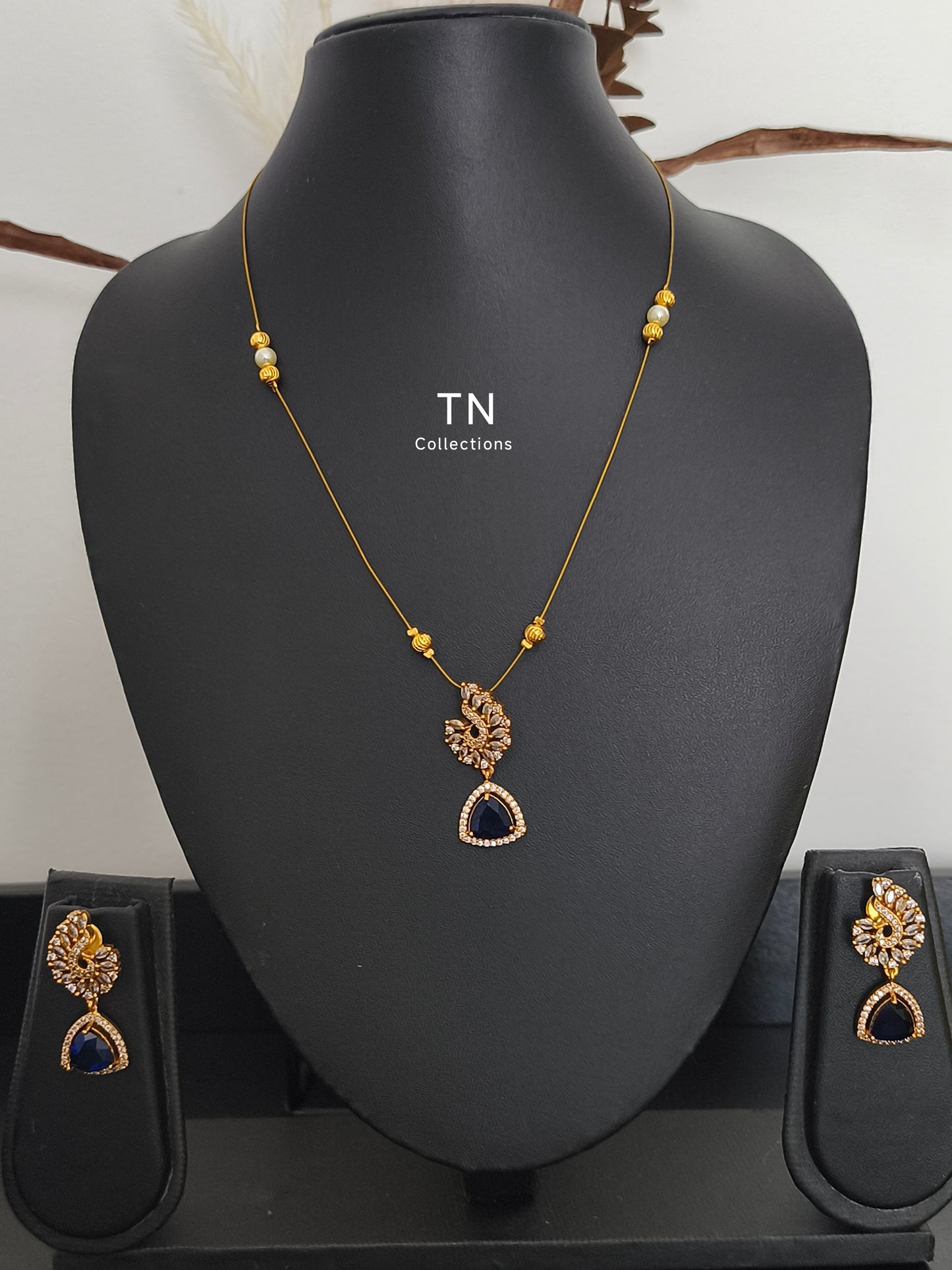 Matte Finish Indo western Invisible Necklace with earrings