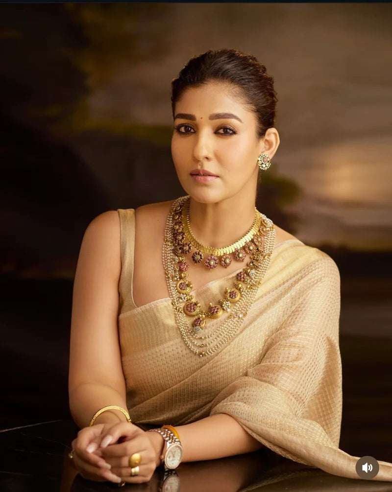 Nayanthara inspired Tissue Saree