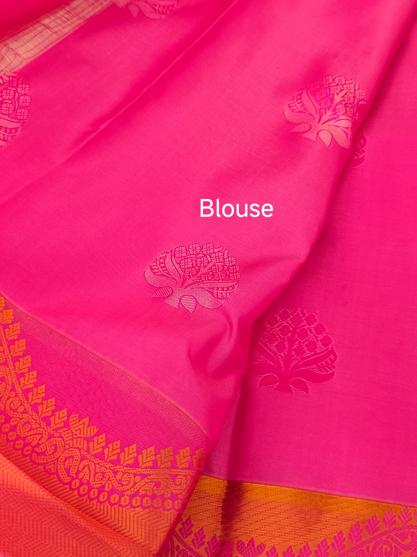 Pink Kanchi embossed soft silk saree