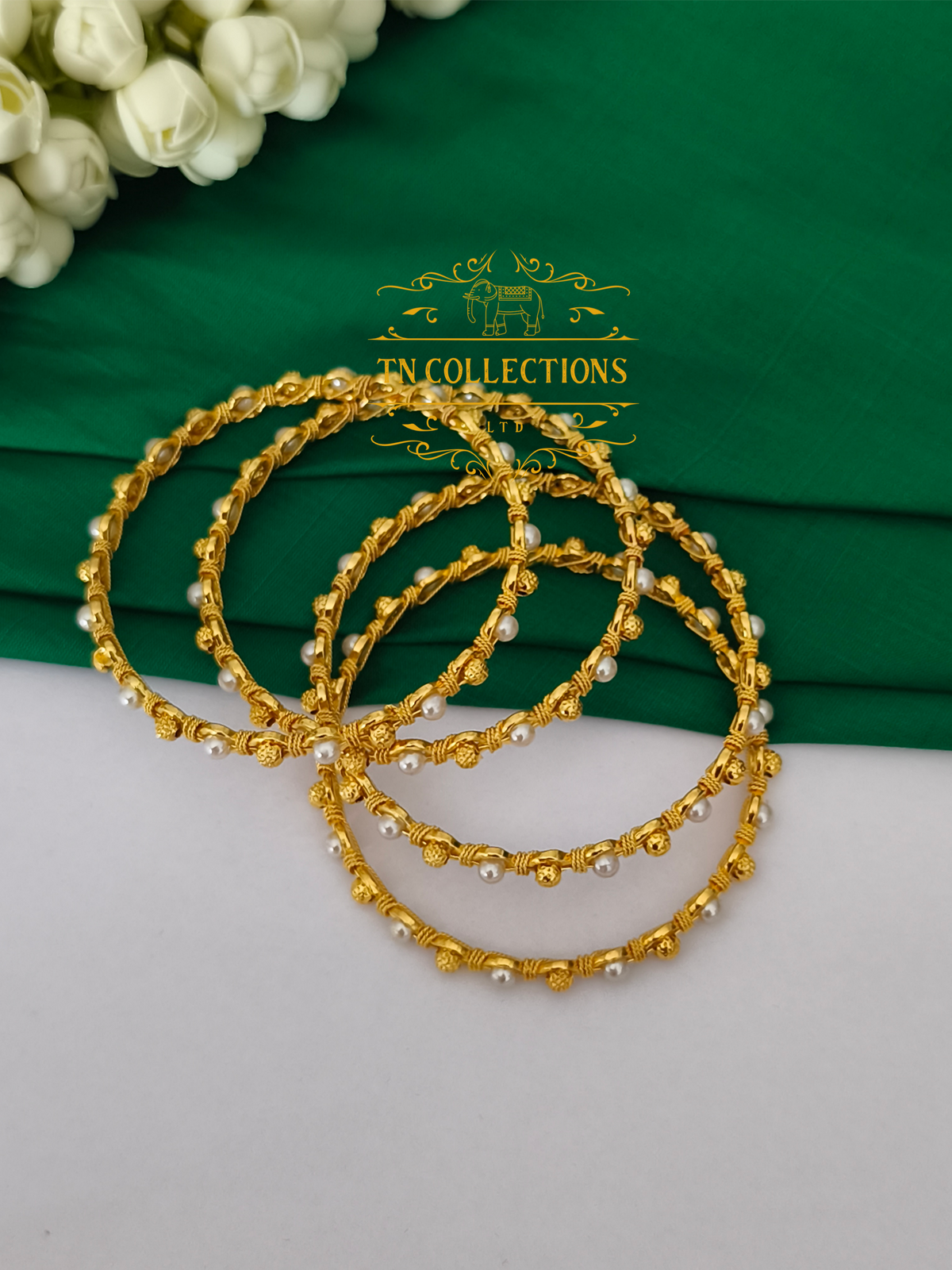 One gram gold forming Pearl Bangles Set