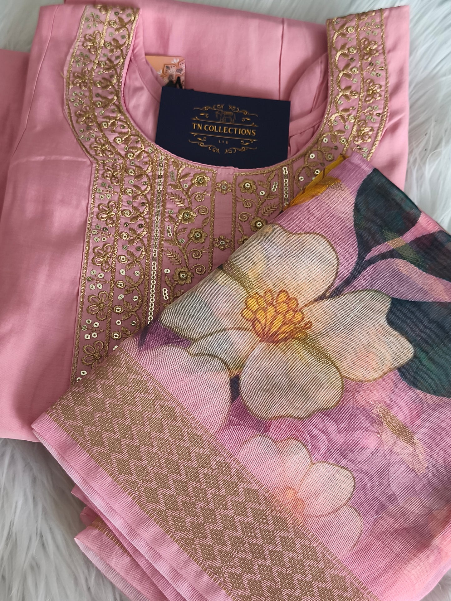 Readymade 3pcs Anarkali Type Shalwar (Baby Pink)