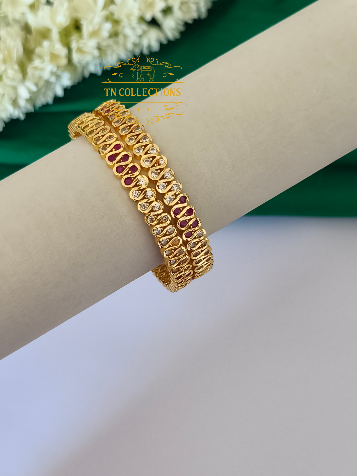 Micro Gold Finish CZ stone Bangles
