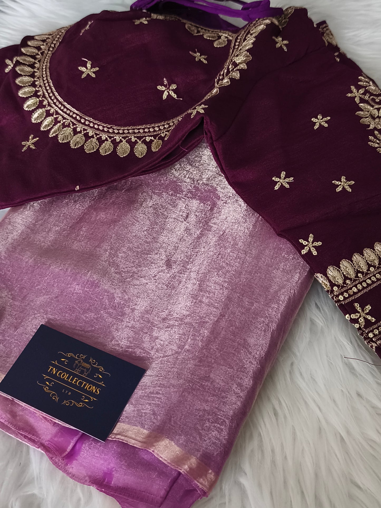 Pink Soft and shiny Space silk saree with Readymade Blouse