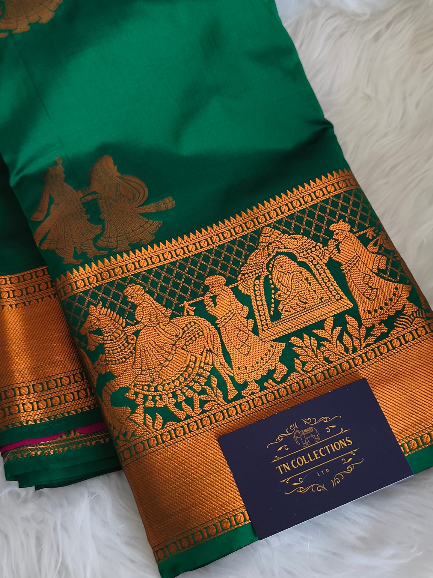 Pallakku design Green Kanchi Soft silk saree