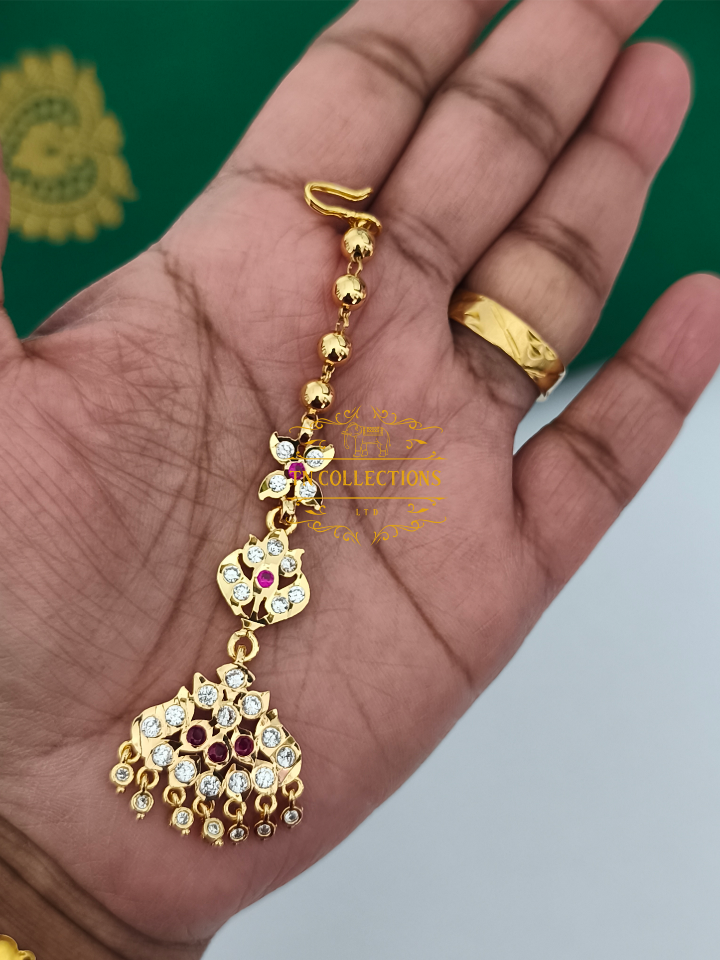 Micro Gold-Plated Tikka (Ruby & White stones)
