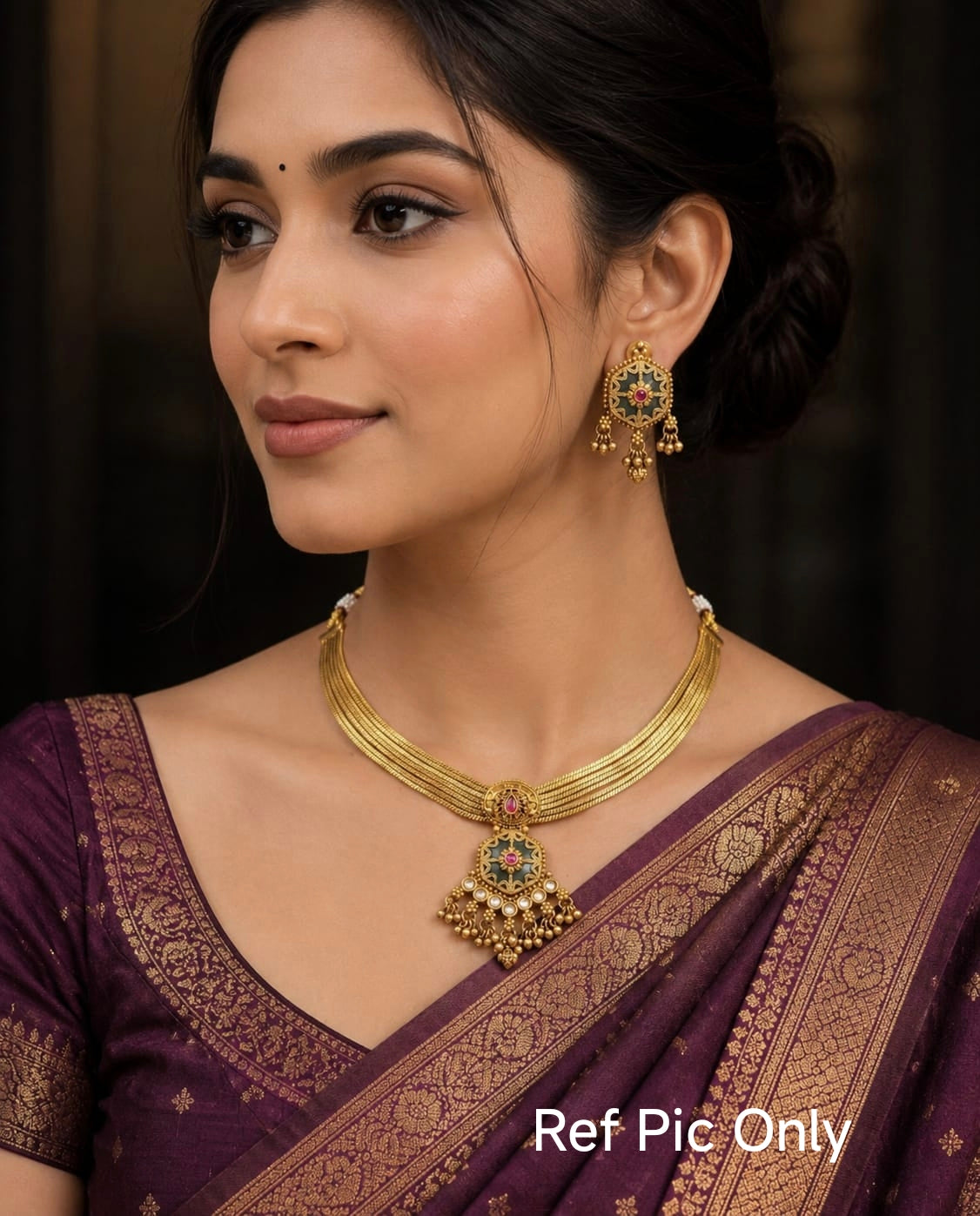 Antique Polish Jadau kundan Necklace Set