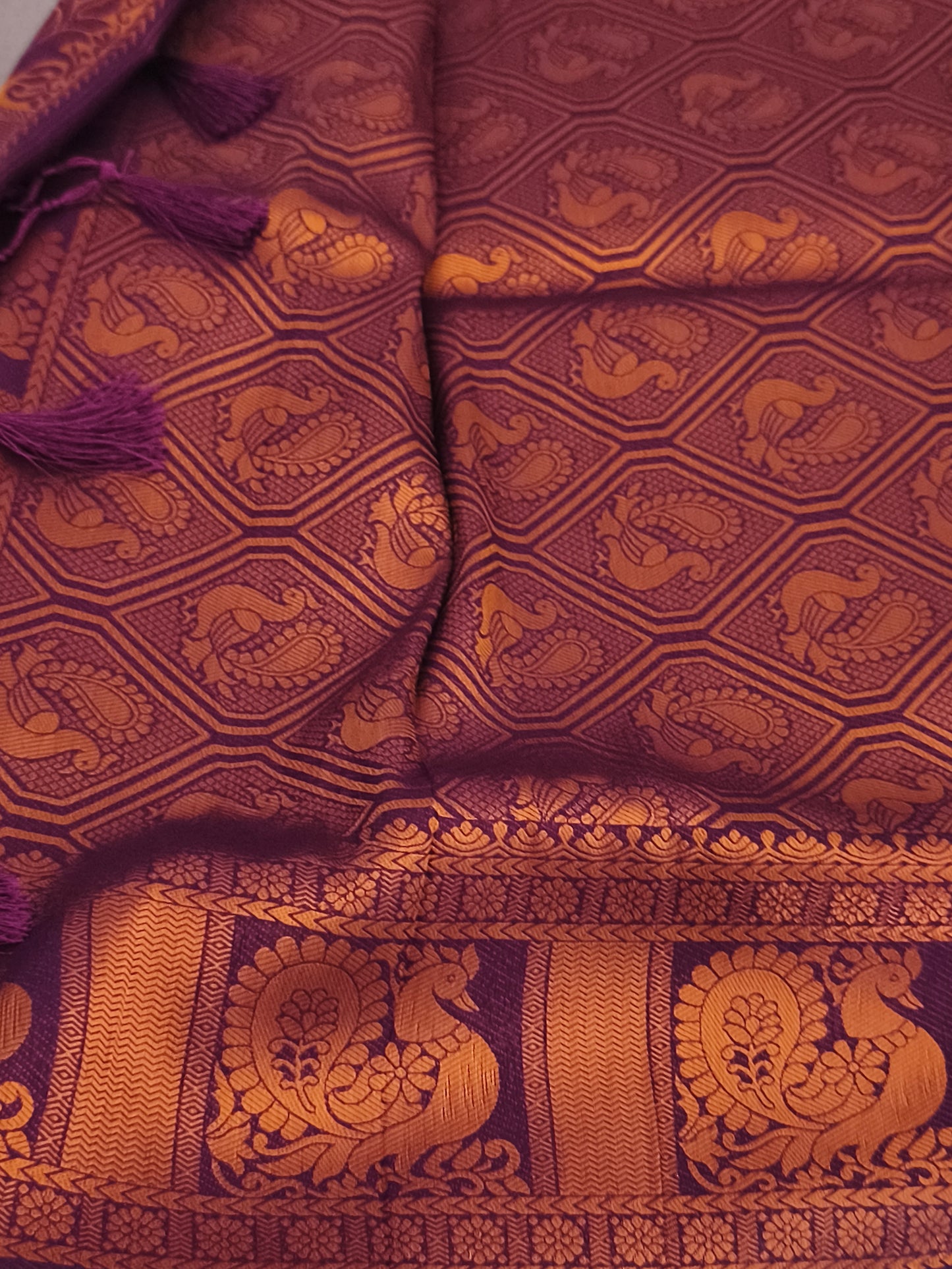 Soft Kubera pattu saree Grey