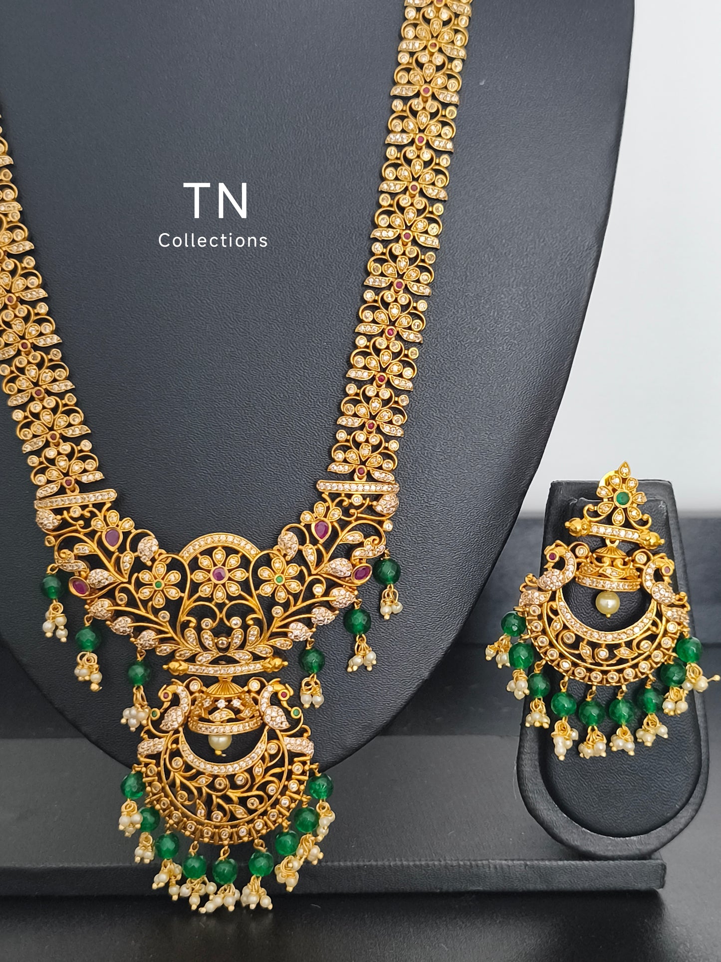 Peacock Design Matte Finish Semi Bridal Set