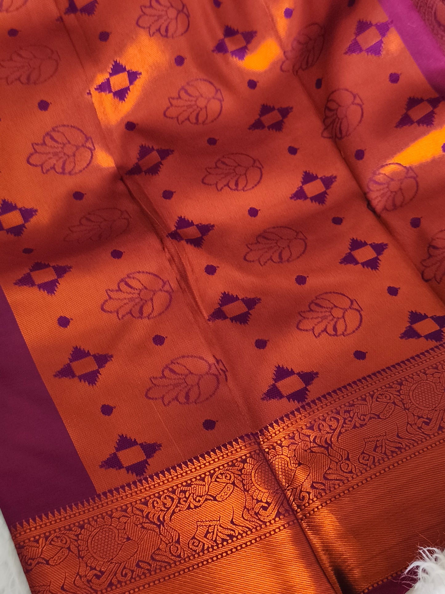 Traditional Kanchi embossed Soft Silk saree