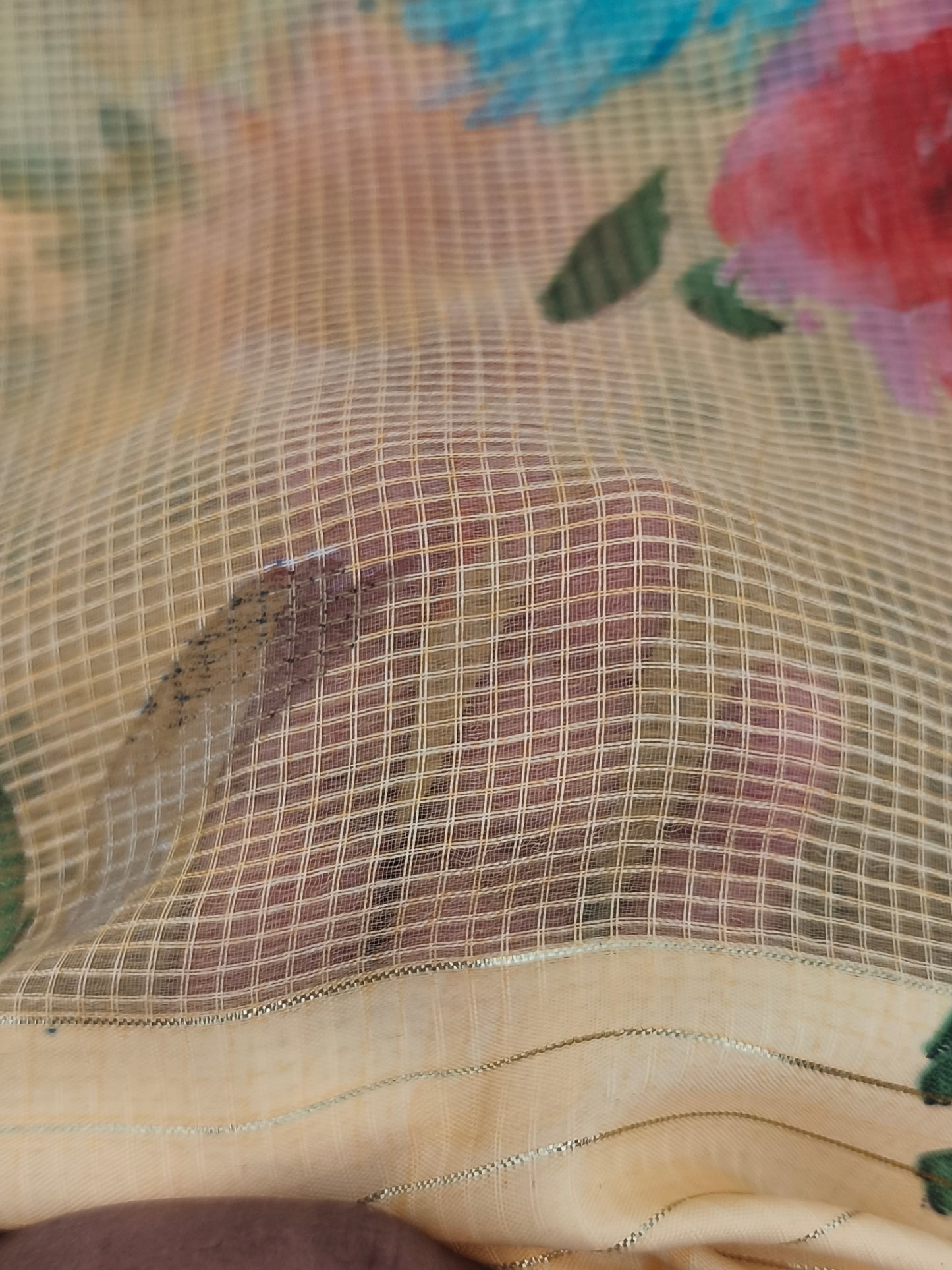Floral Linen cotton saree