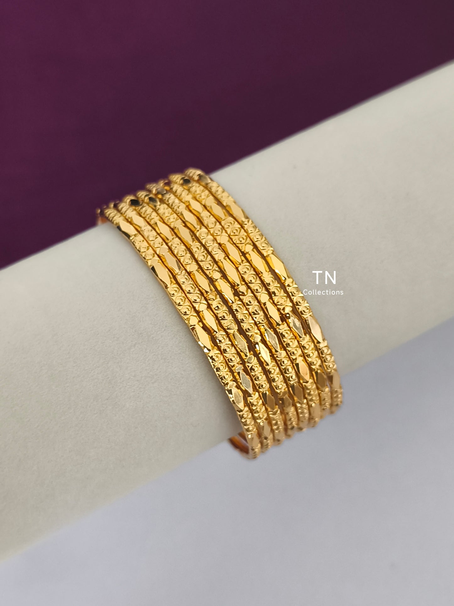 Gold Plated Simple Slim Bangles Set (Size 2.6)