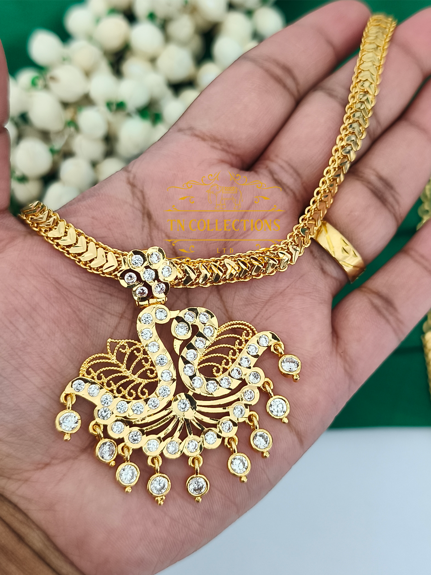 Gold polish impon Attiyal (Full white stones)