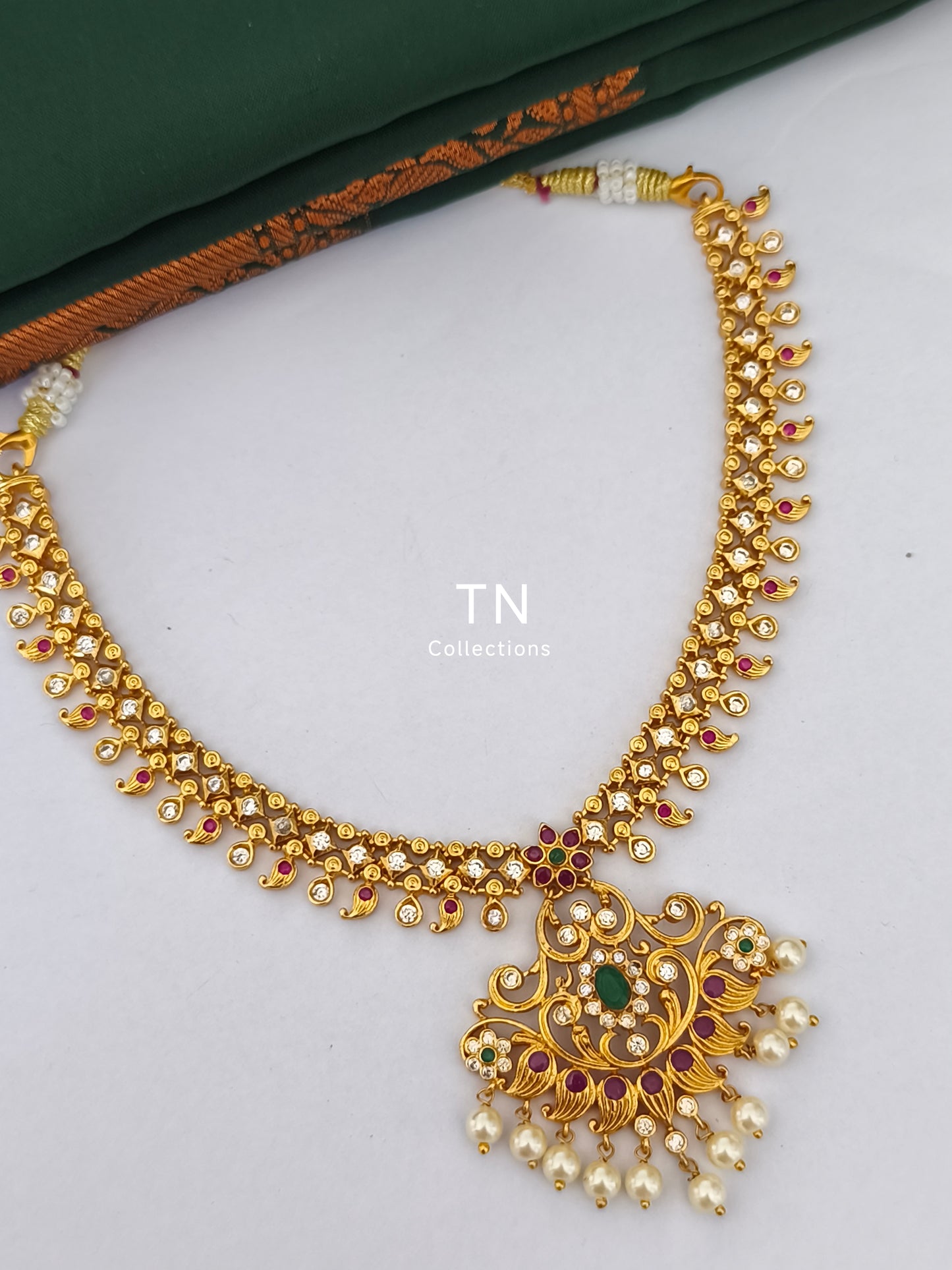 Antique Matte Finish Necklace with Earrings