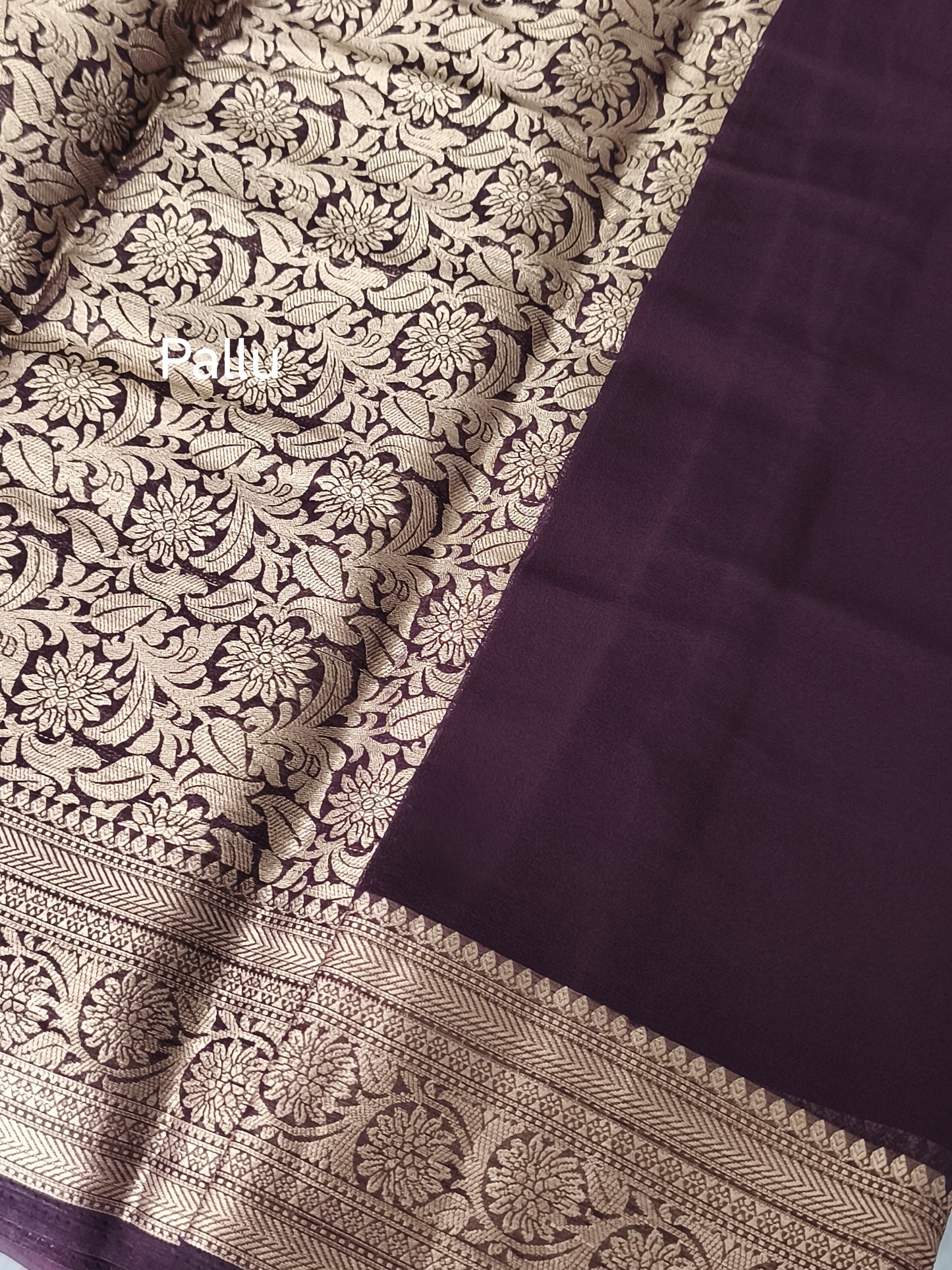 Coffee Brown colour Chiffon Georgette Party Saree
