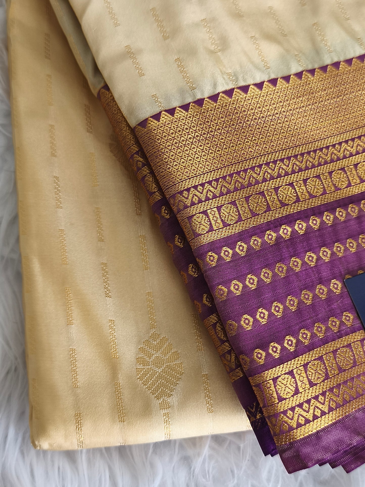 Elegant Kanchi Silk Saree with Contrast Running Blouse