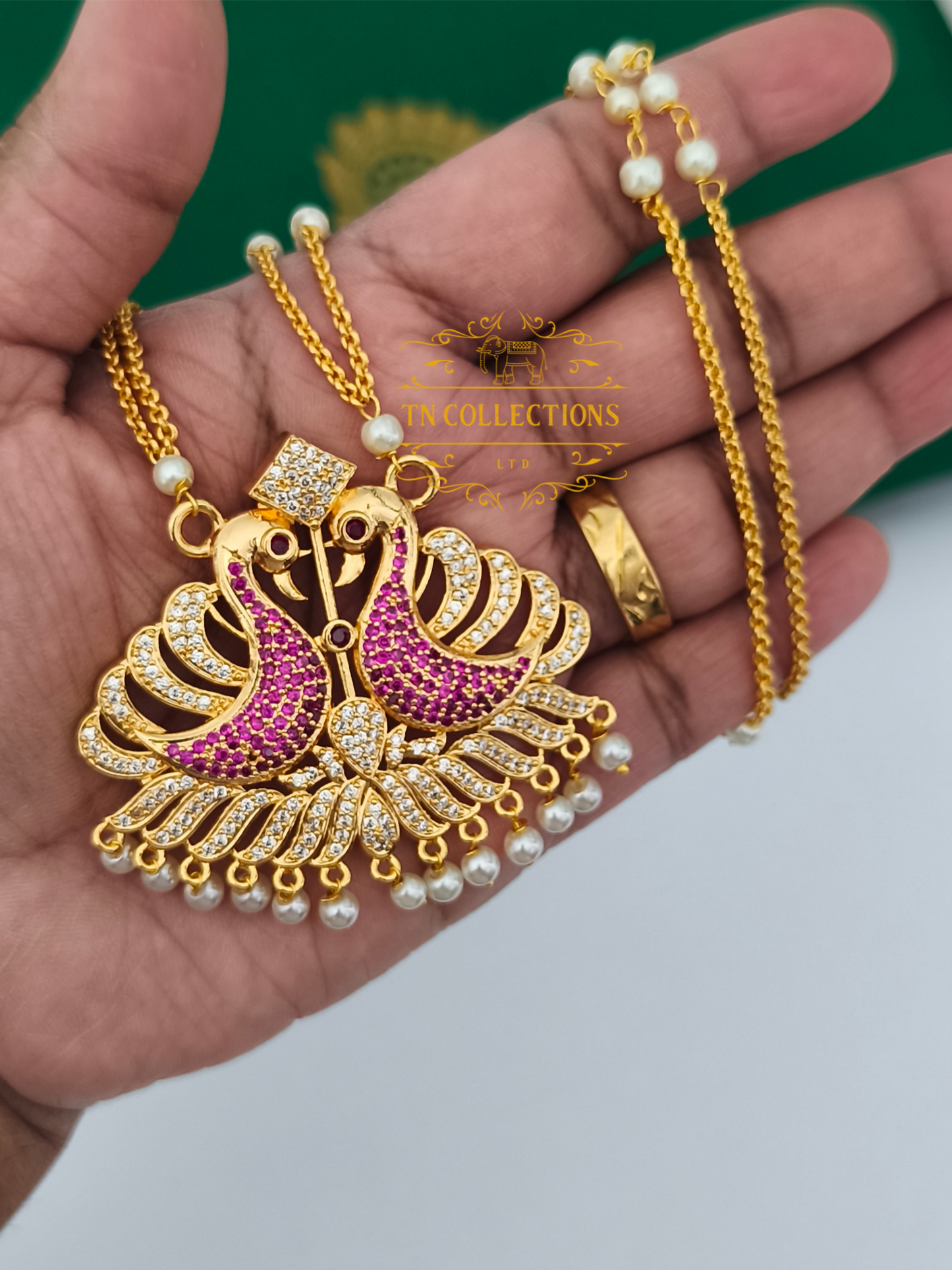 Micro Gold-Plated Traditional Peacock Attiyal Pathakkam Set