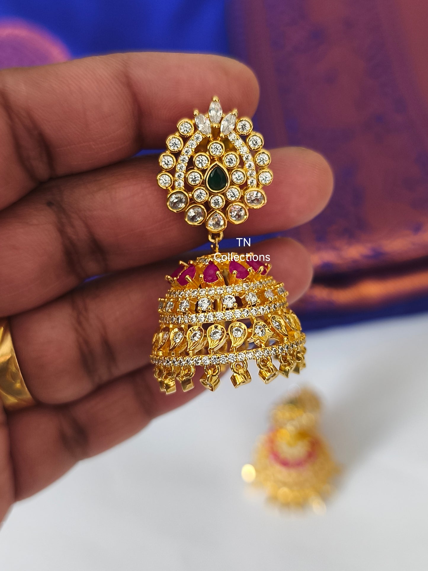 AD Gold Finish Traditional Earrings
