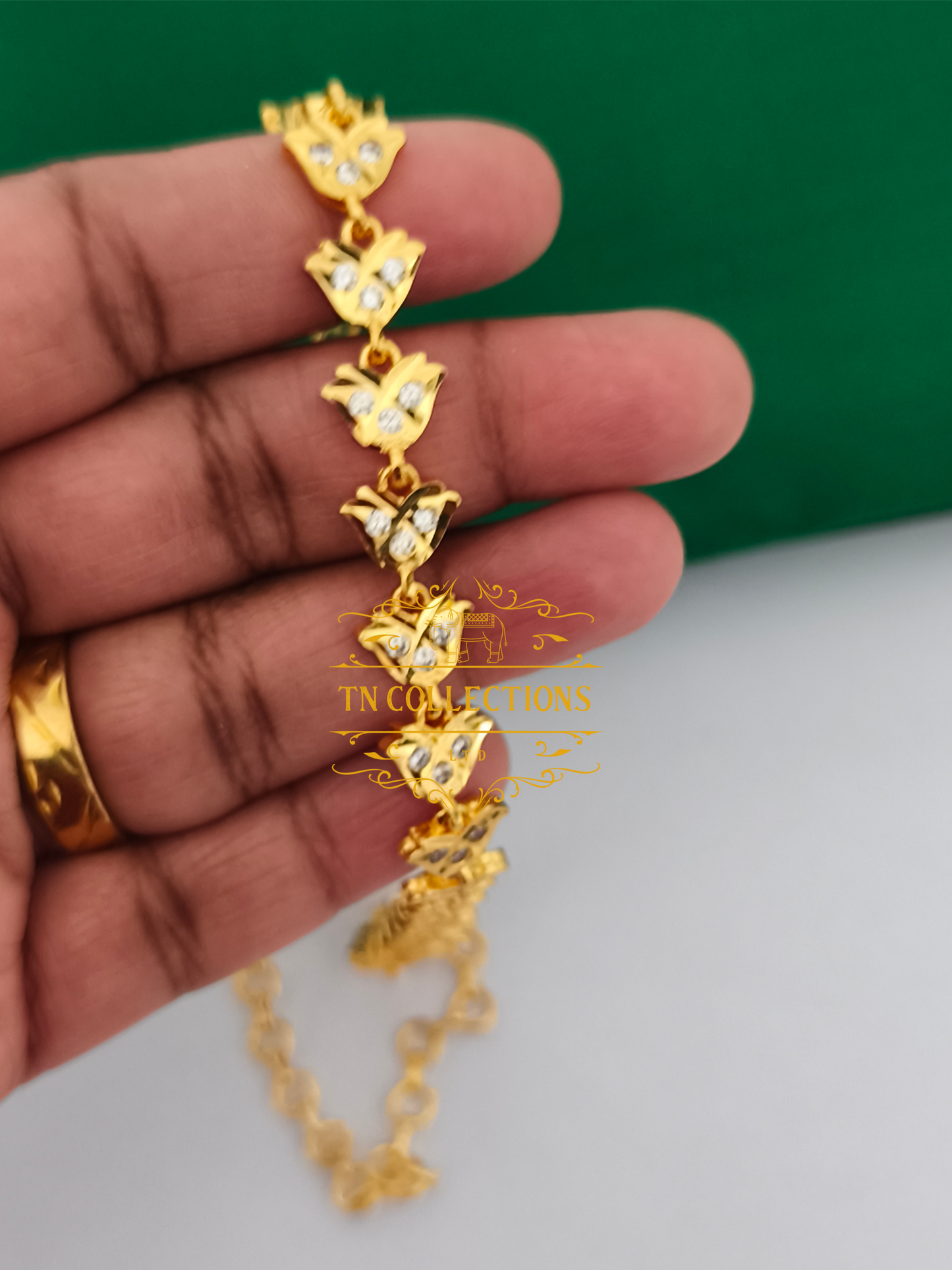 Micro Gold-Plated Impon Choker Necklace (Full white stones)