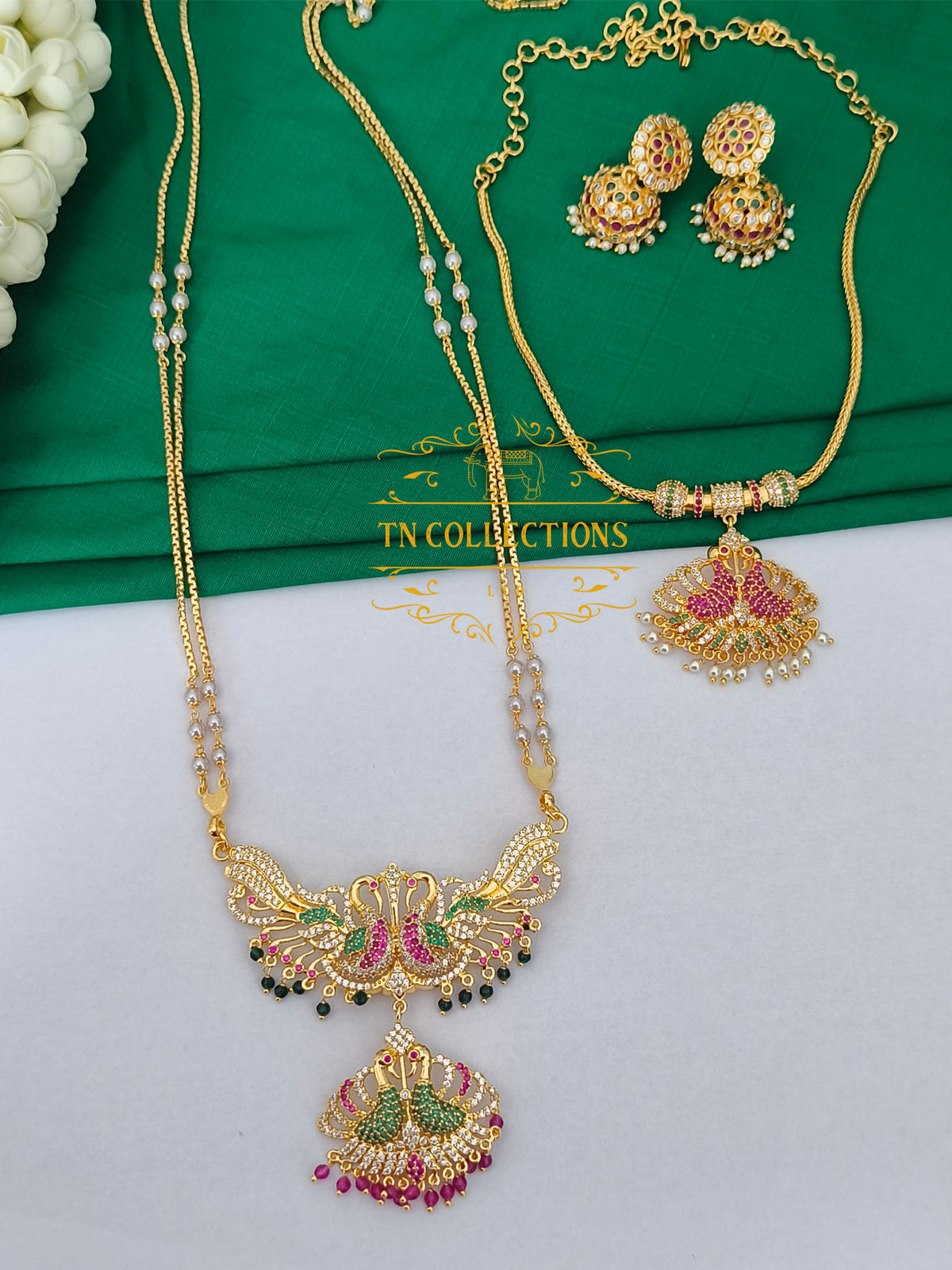 Trendy Peacock Design Semi Bridal Set (Multicoloured)