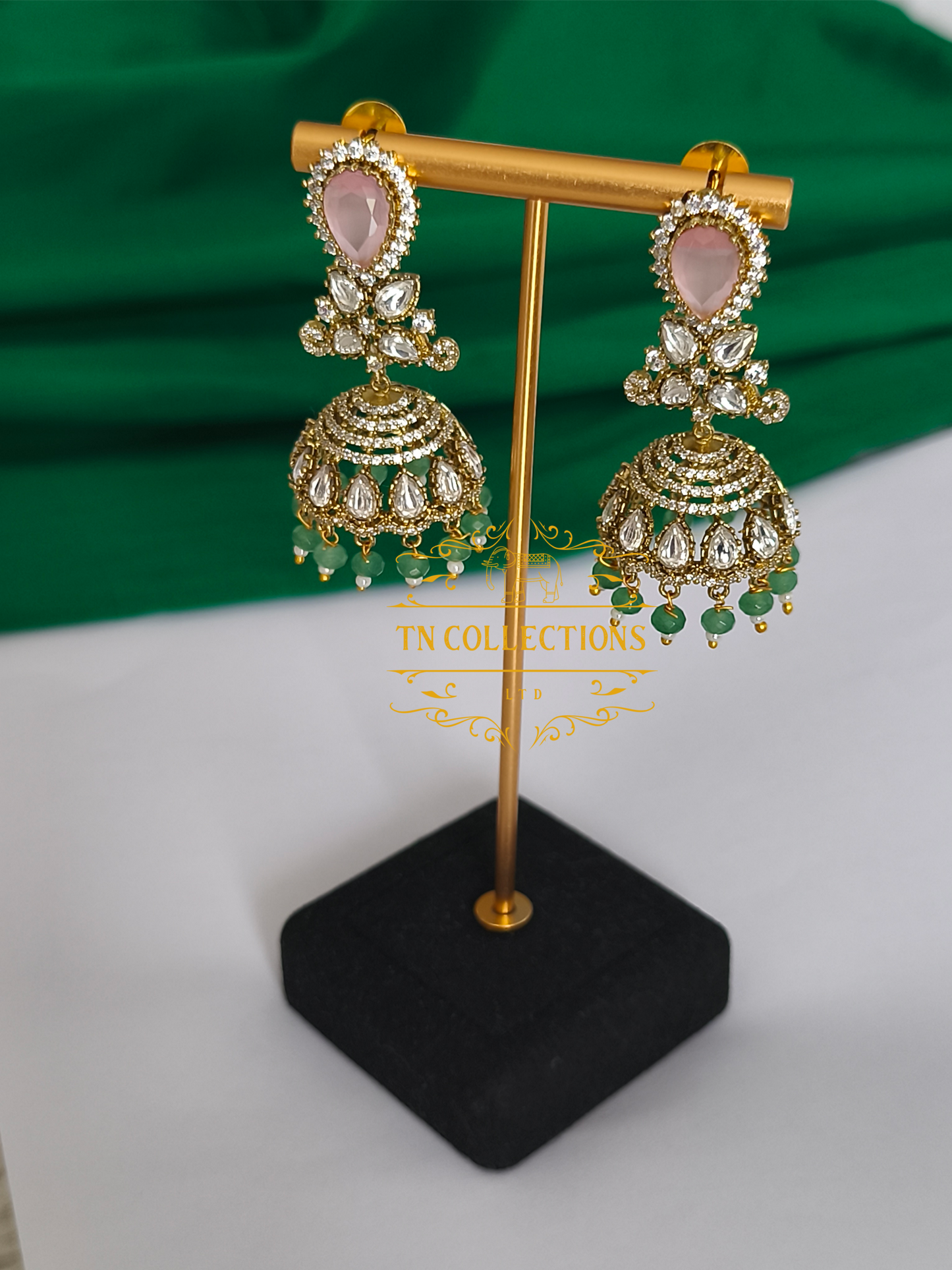 Antique Polish cz AD kundan stone Jumkas