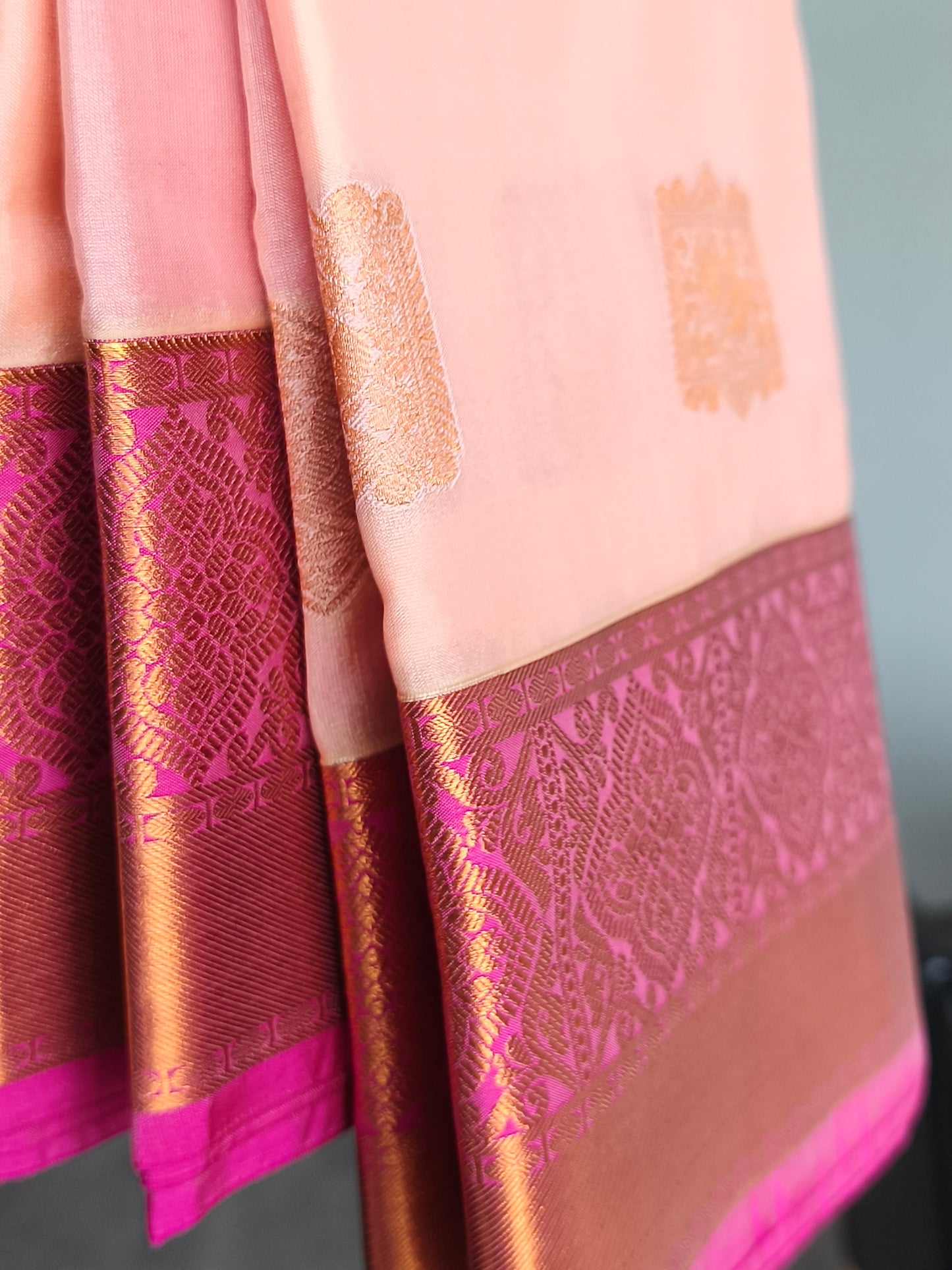 Kanchi Semi Silk Saree with contrast blouse