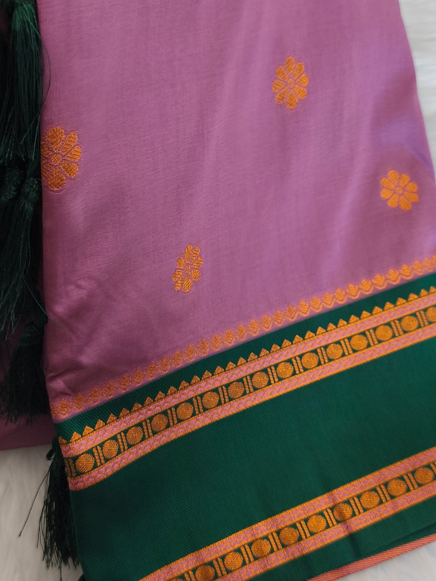 Banaras Semi Soft Silk Saree with contrast blouse and rich pallu