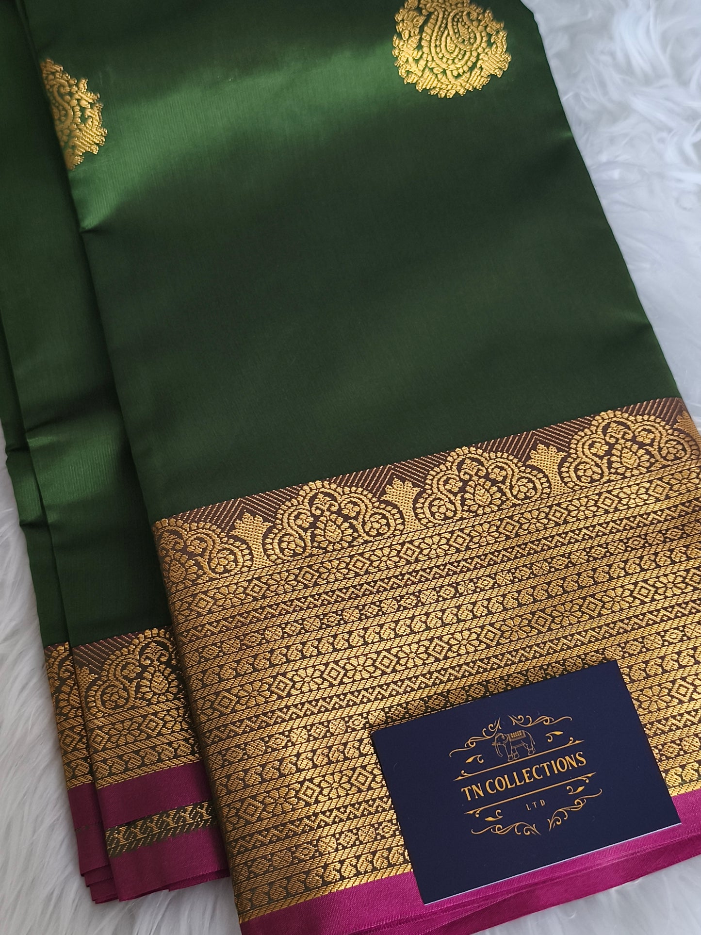 Green Kanchi Semi Soft silk saree