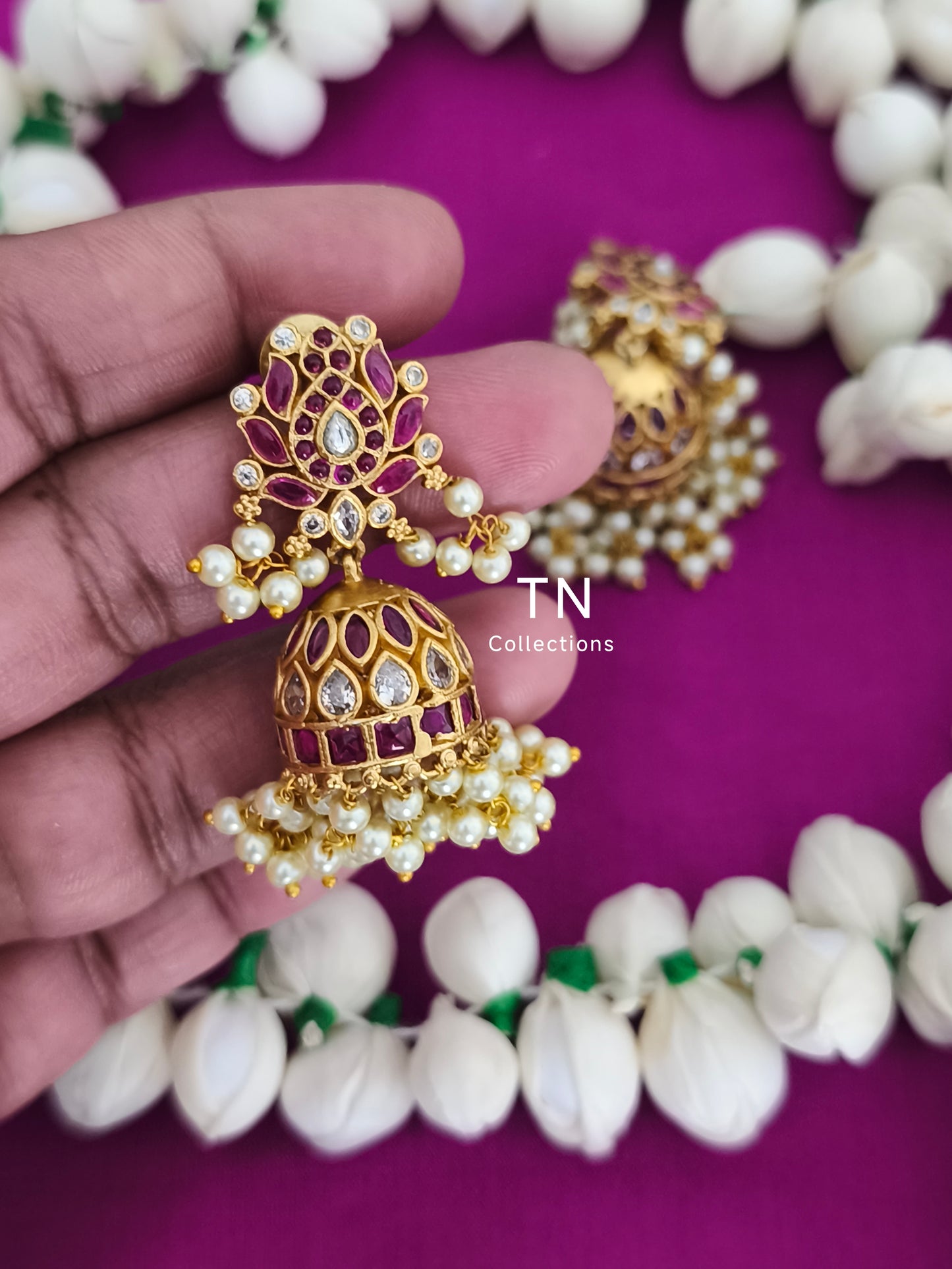 Matte Finish Lotus Earrings