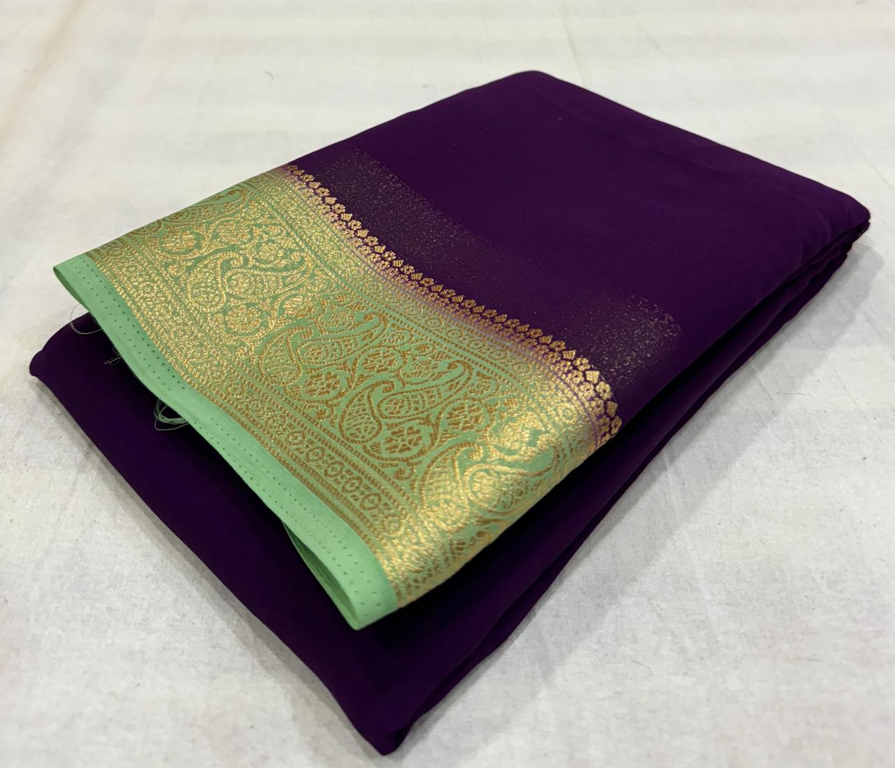 Purple Chiffon Georgette saree